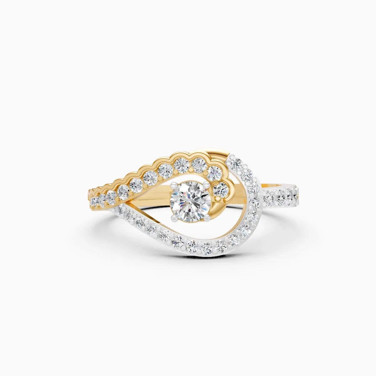 ��Mira | Two-Tone Round Lab Grown Diamond Halo Ring�� Rings VD_AYN��- Lab Grown Diamonds Jewellery