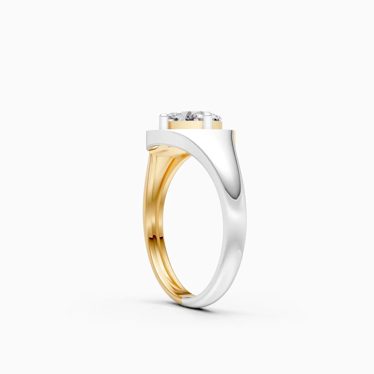 ��Amora | Two-Tone Oval Solitaire Bypass Ring�� Rings VD_AYN��- Lab Grown Diamonds Jewellery