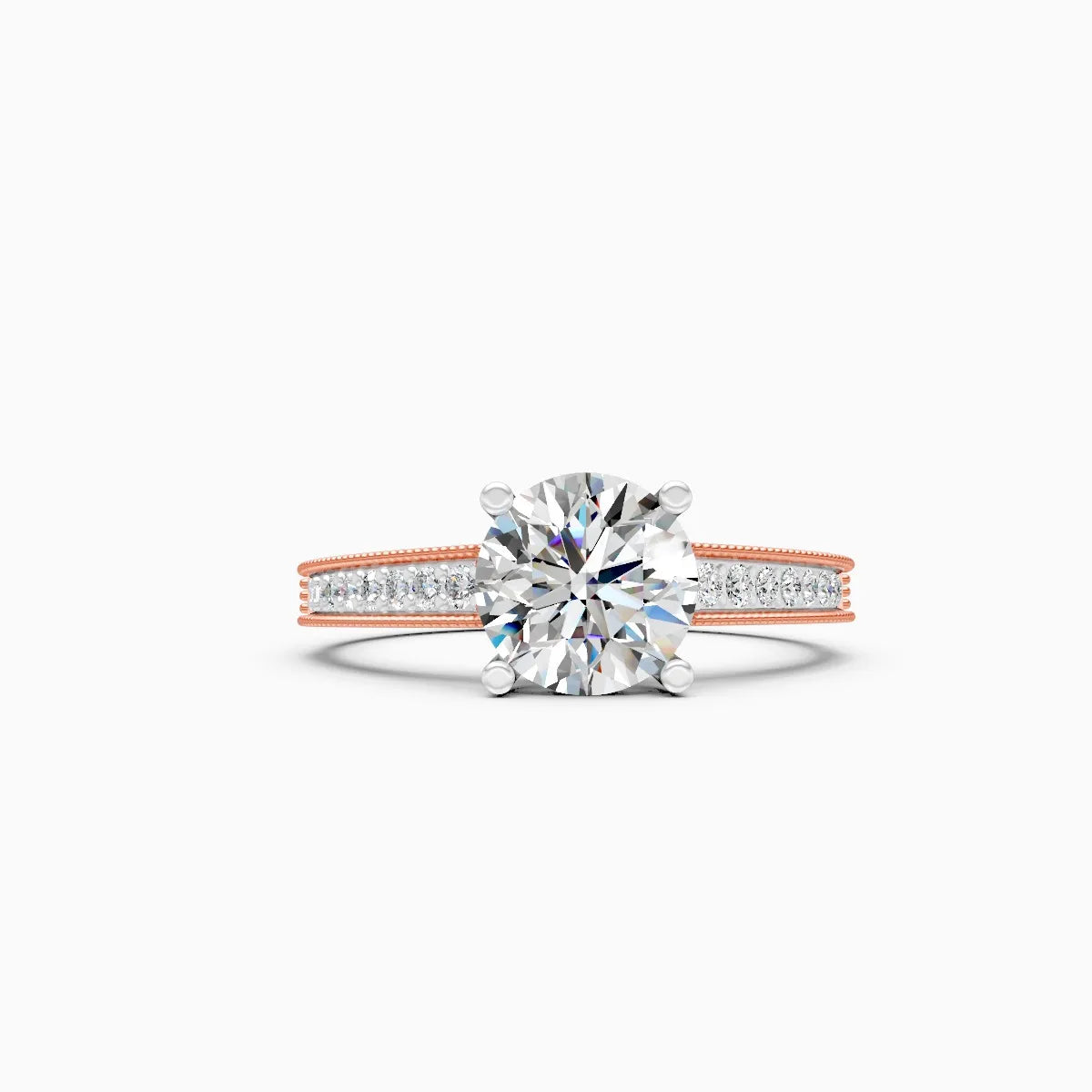 ��Amara | Round Lab Grown Diamond Solitaire with Side-Stones Ring�� Rings VD_AYN��- Lab Grown Diamonds Jewellery