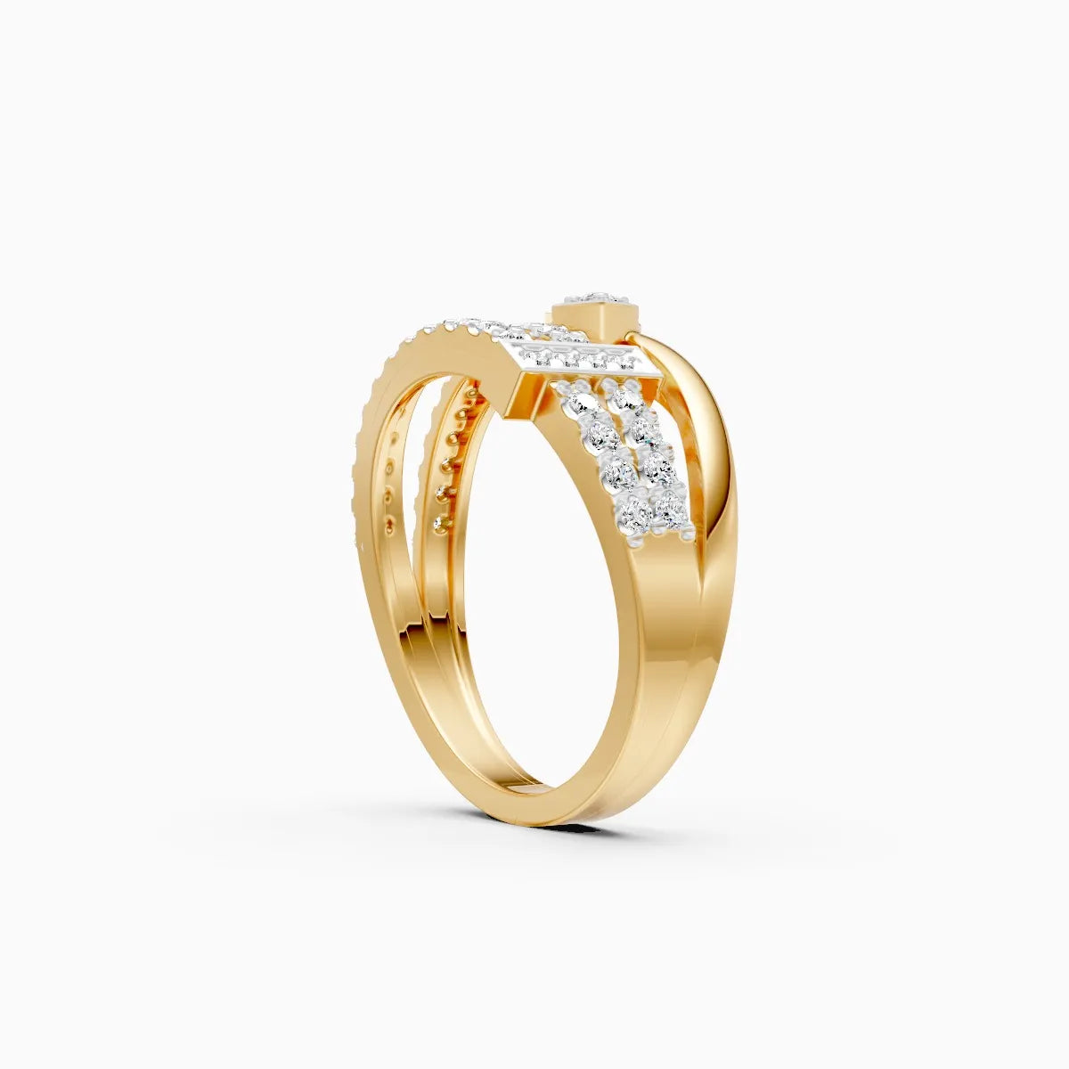 ��Laya | Round & Baguette Lab Grown Diamond Open Ring�� Rings VD_AYN��- Lab Grown Diamonds Jewellery
