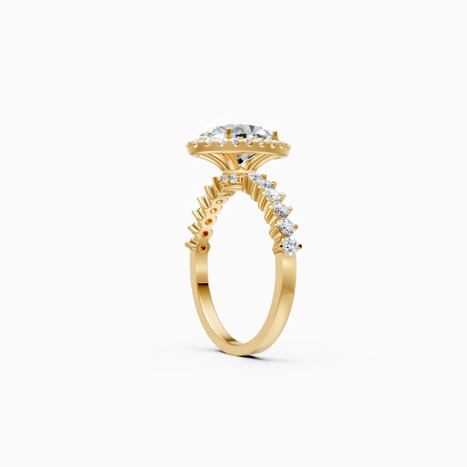 ��Mira | Oval Sollitaire with Halo and Pave Ring�� Rings VD_AYN��- Lab Grown Diamonds Jewellery