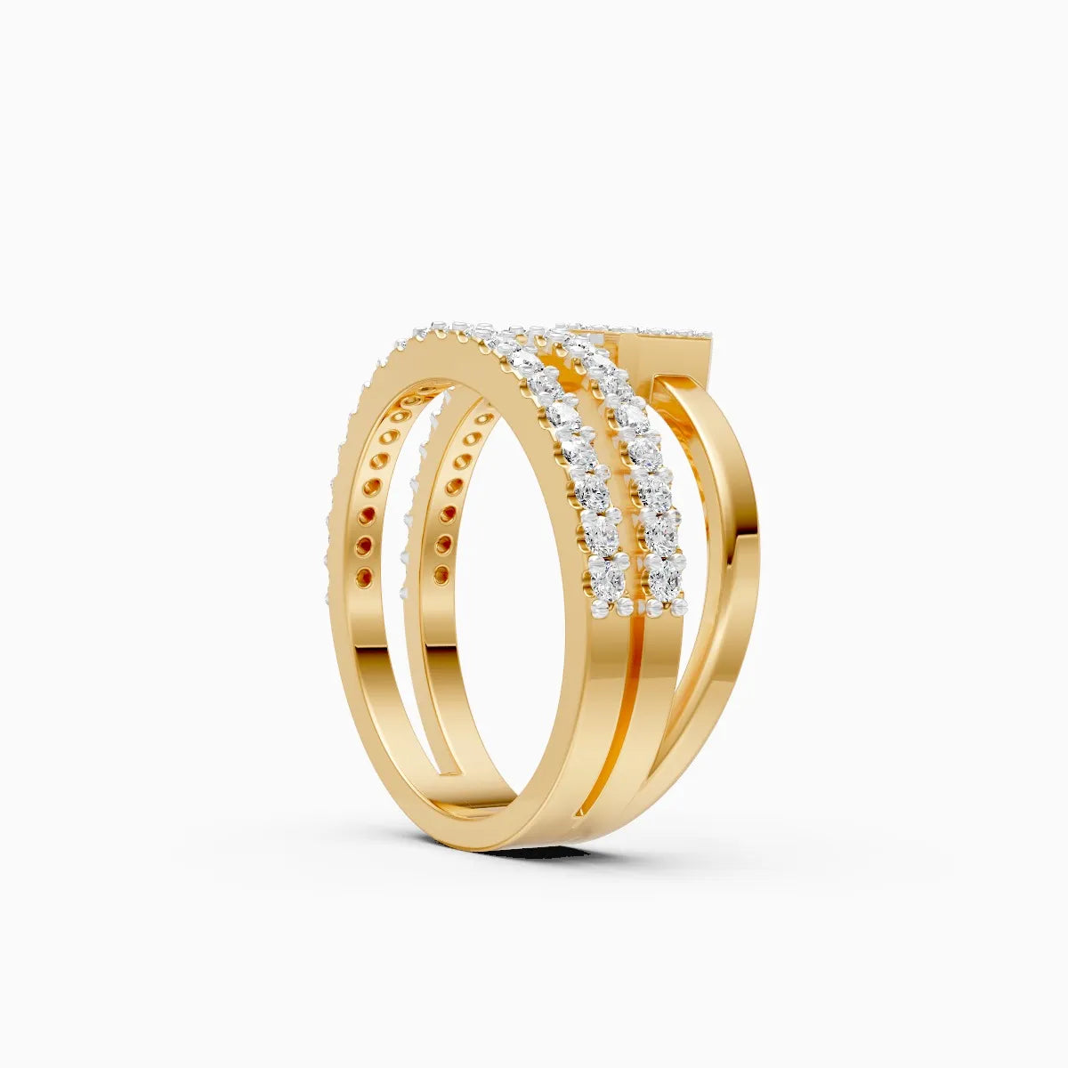 ��Laya | Round & Baguette Lab Grown Diamonds Split Band Ring�� Rings VD_AYN��- Lab Grown Diamonds Jewellery