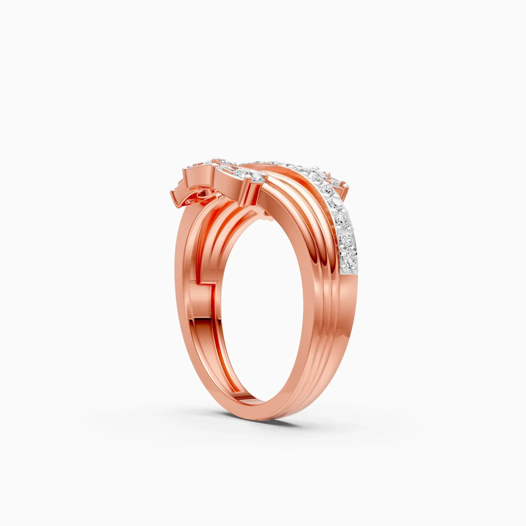 ��Flora | Round Lab Grown Diamond Leaf Design Ring�� Rings VD_AYN��- Lab Grown Diamonds Jewellery