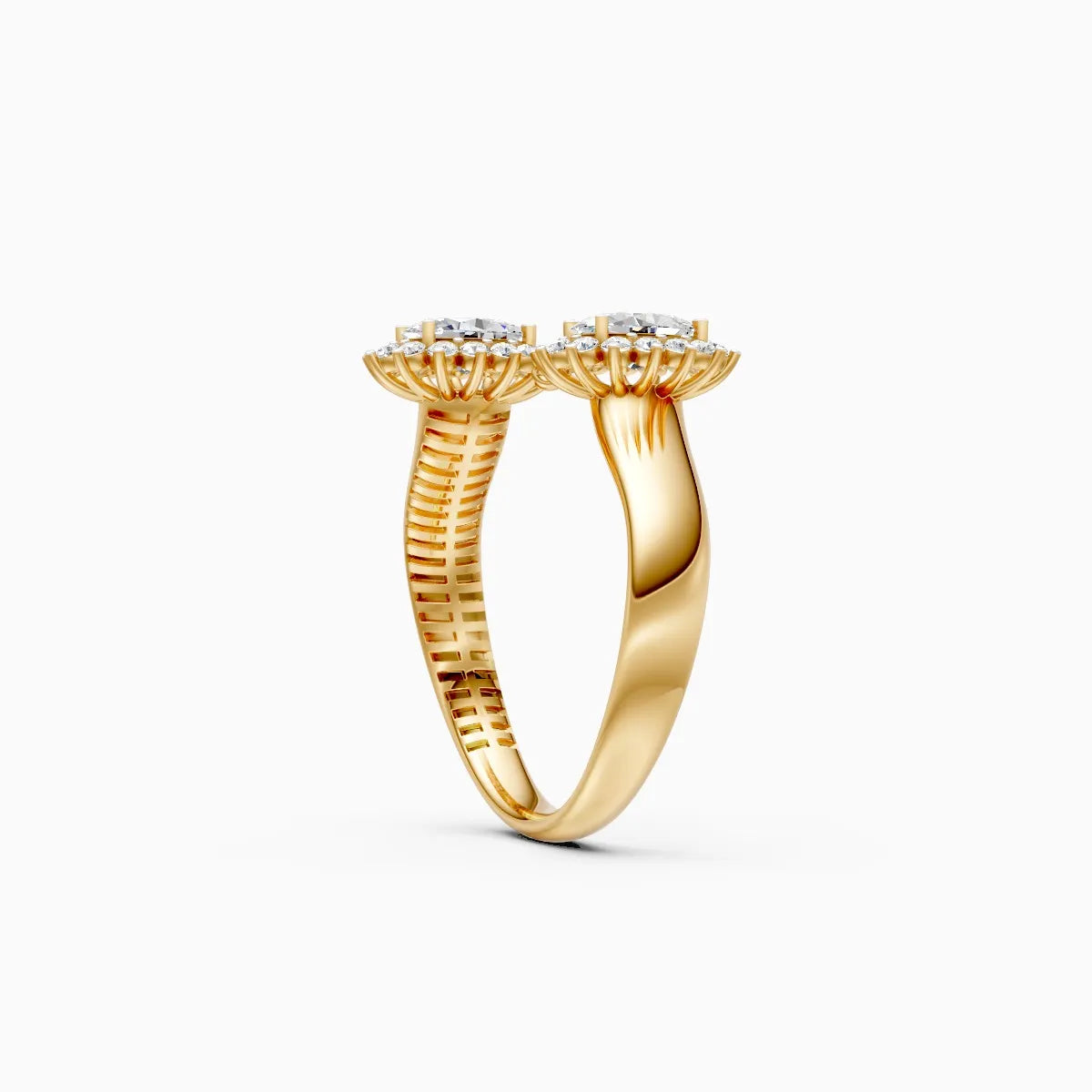 ��Sol | Oval Lab Grown Diamond with Halo Open Ring�� Rings VD_AYN��- Lab Grown Diamonds Jewellery
