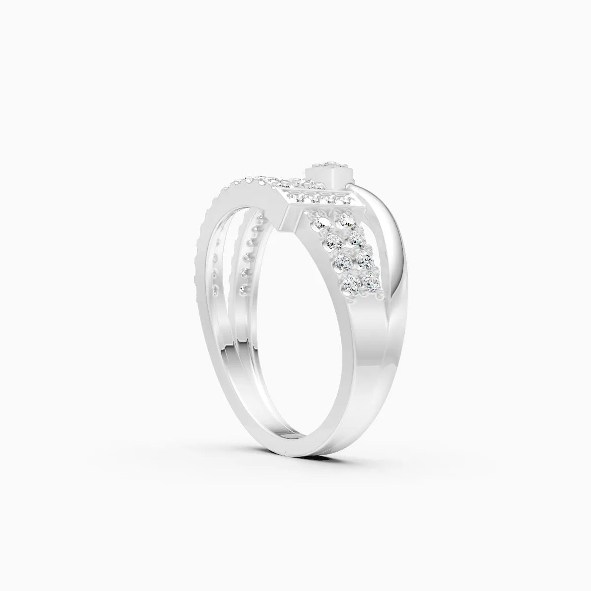 ��Laya | Round & Baguette Lab Grown Diamond Open Ring�� Rings VD_AYN��- Lab Grown Diamonds Jewellery