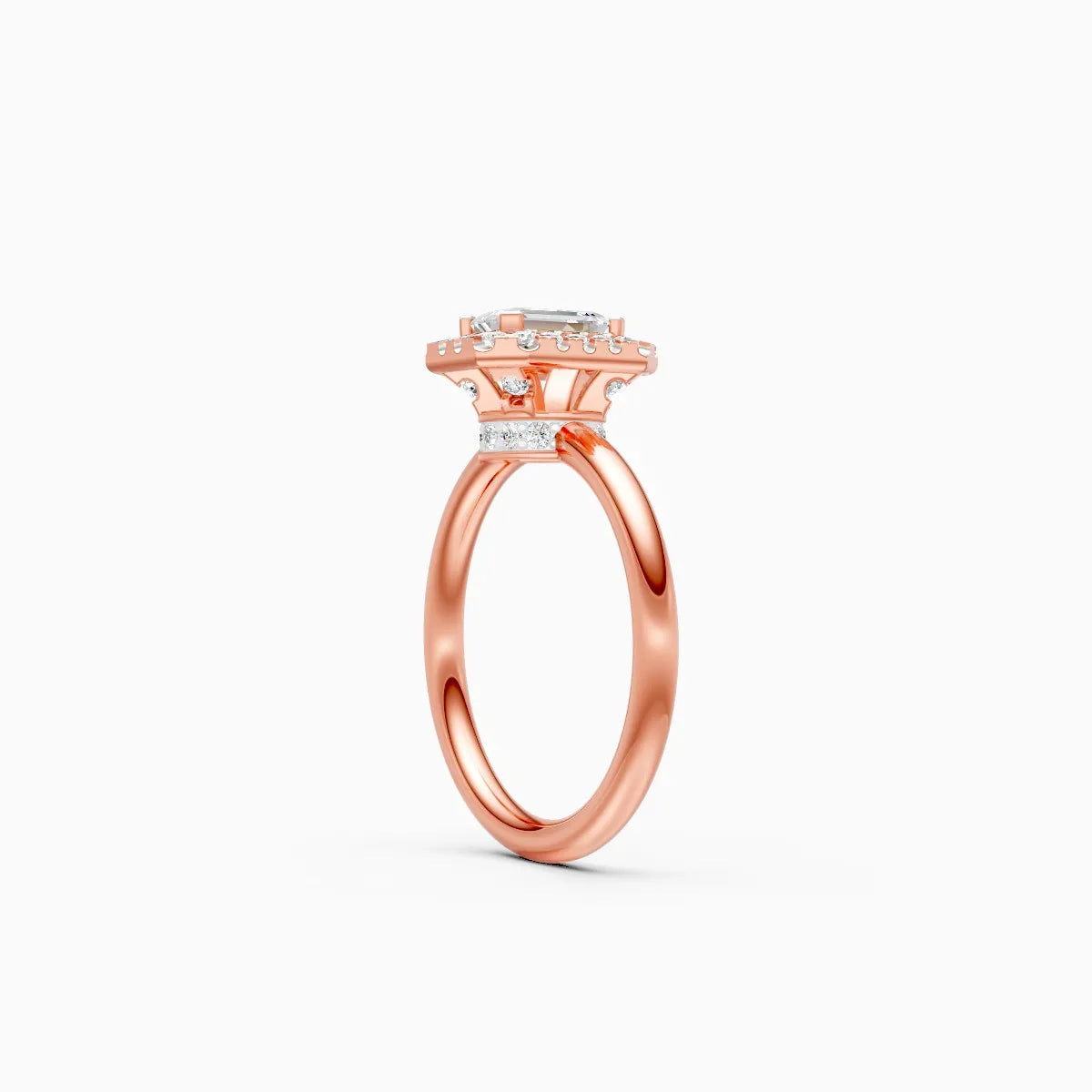 ��Mira | Emerald Solitaire with Round Lab Grown Diamonds Halo Ring�� Rings VD_AYN��- Lab Grown Diamonds Jewellery