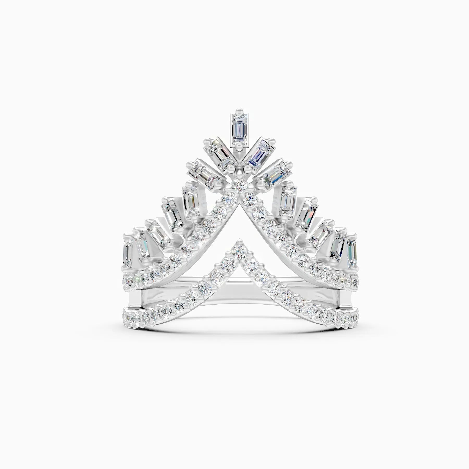 ��Raya | Round & Baguette Crown Ring�� Rings VD_AYN��- Lab Grown Diamonds Jewellery