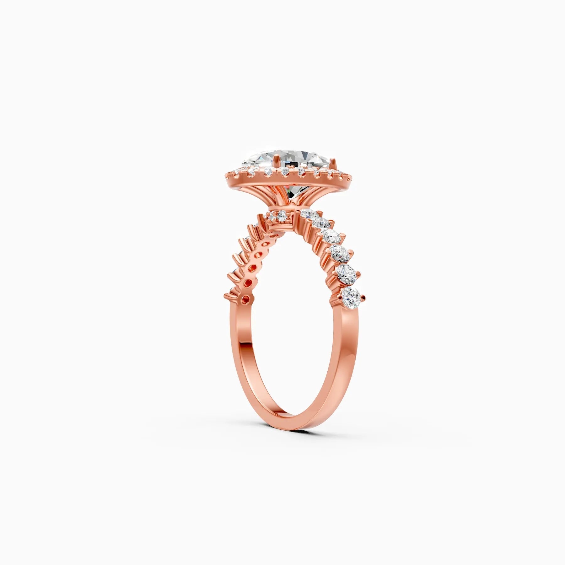 ��Mira | Oval Sollitaire with Halo and Pave Ring�� Rings VD_AYN��- Lab Grown Diamonds Jewellery