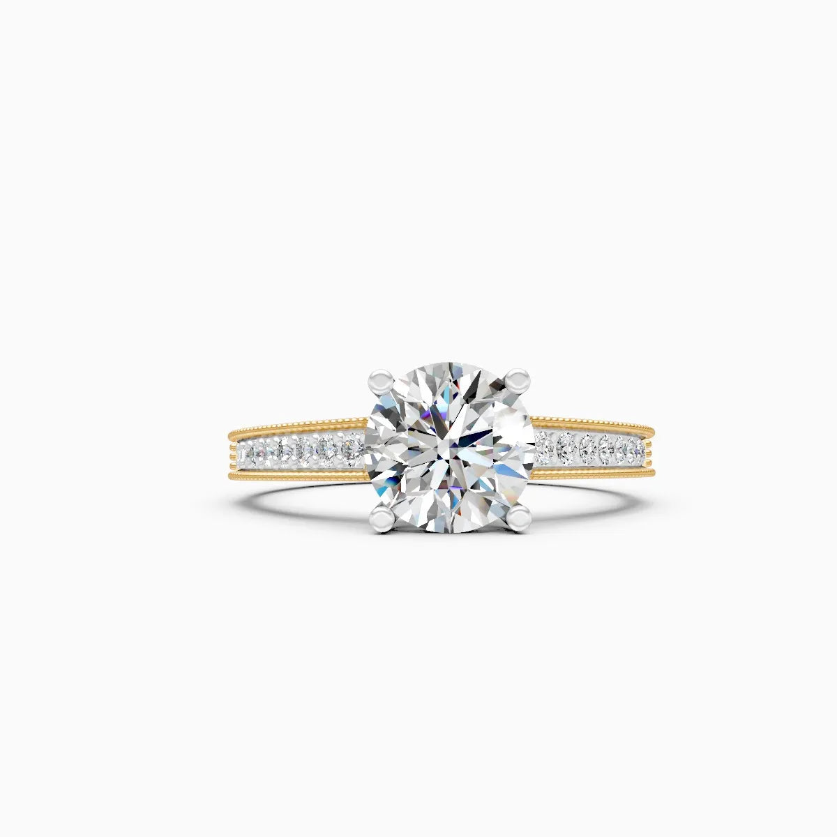 ��Amara | Round Lab Grown Diamond Solitaire with Side-Stones Ring�� Rings VD_AYN��- Lab Grown Diamonds Jewellery