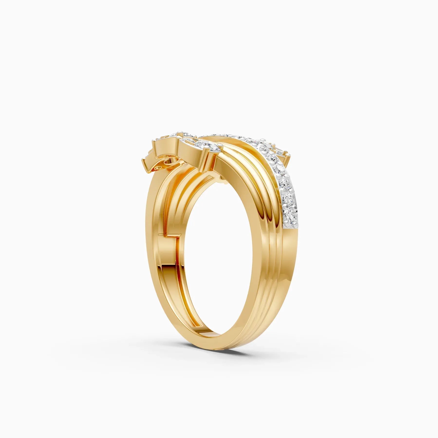��Flora | Round Lab Grown Diamond Leaf Design Ring�� Rings VD_AYN��- Lab Grown Diamonds Jewellery