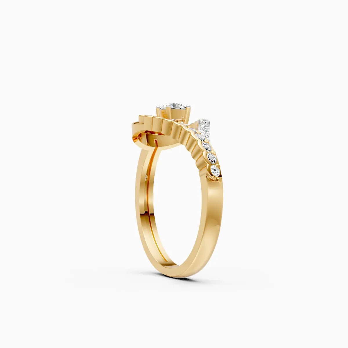 ��Mira | Two-Tone Round Lab Grown Diamond Halo Ring�� Rings VD_AYN��- Lab Grown Diamonds Jewellery