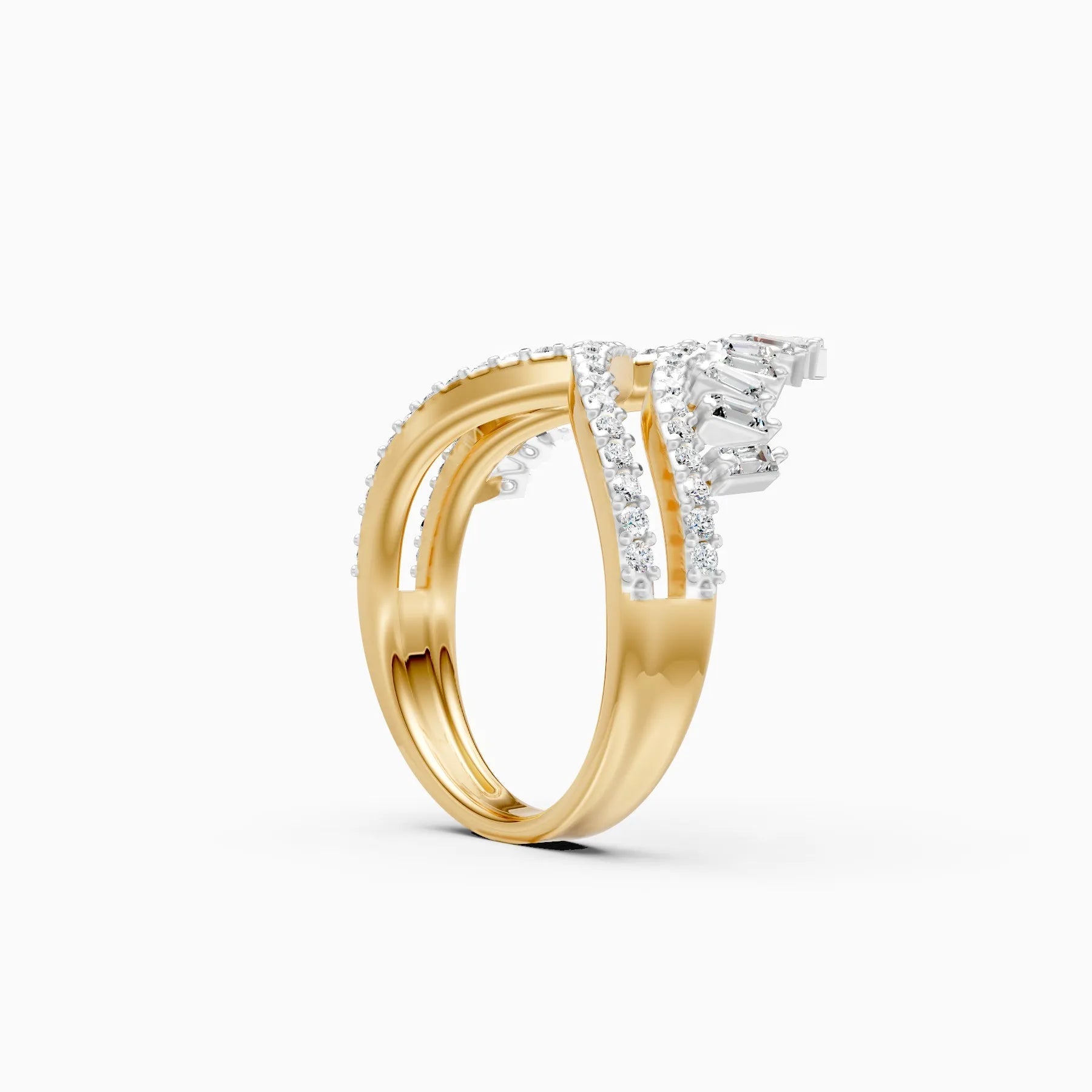 ��Raya | Round & Baguette Crown Ring�� Rings VD_AYN��- Lab Grown Diamonds Jewellery