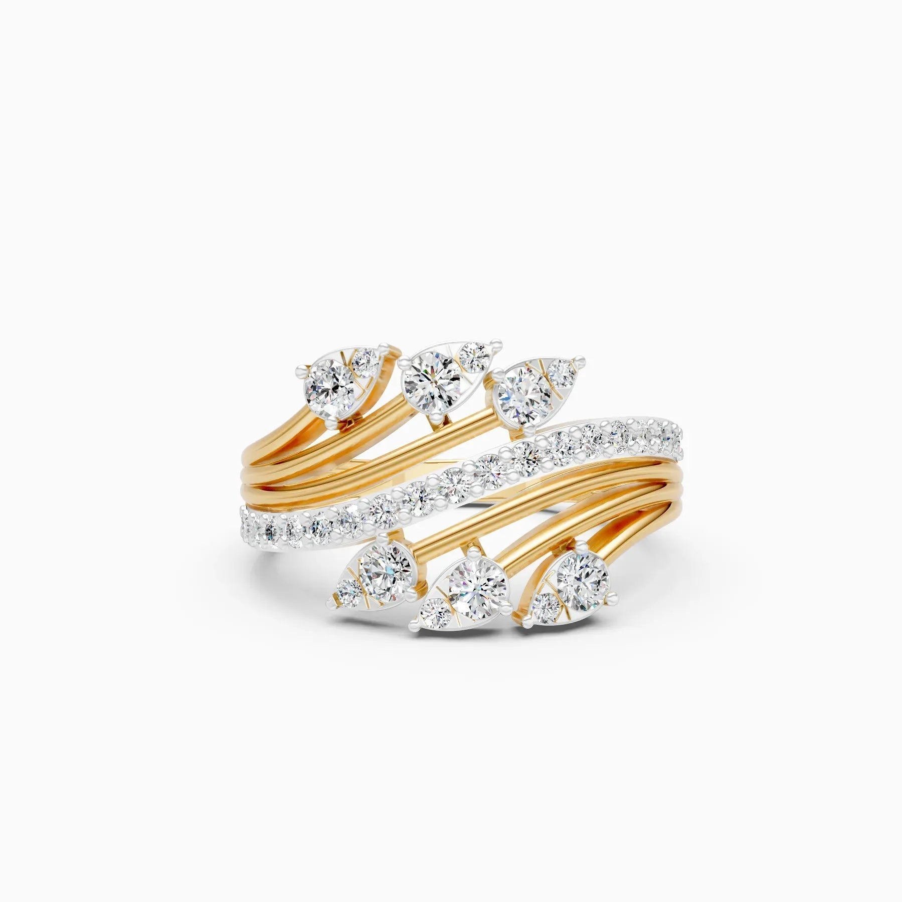 ��Flora | Round Lab Grown Diamond Leaf Design Ring�� Rings VD_AYN��- Lab Grown Diamonds Jewellery