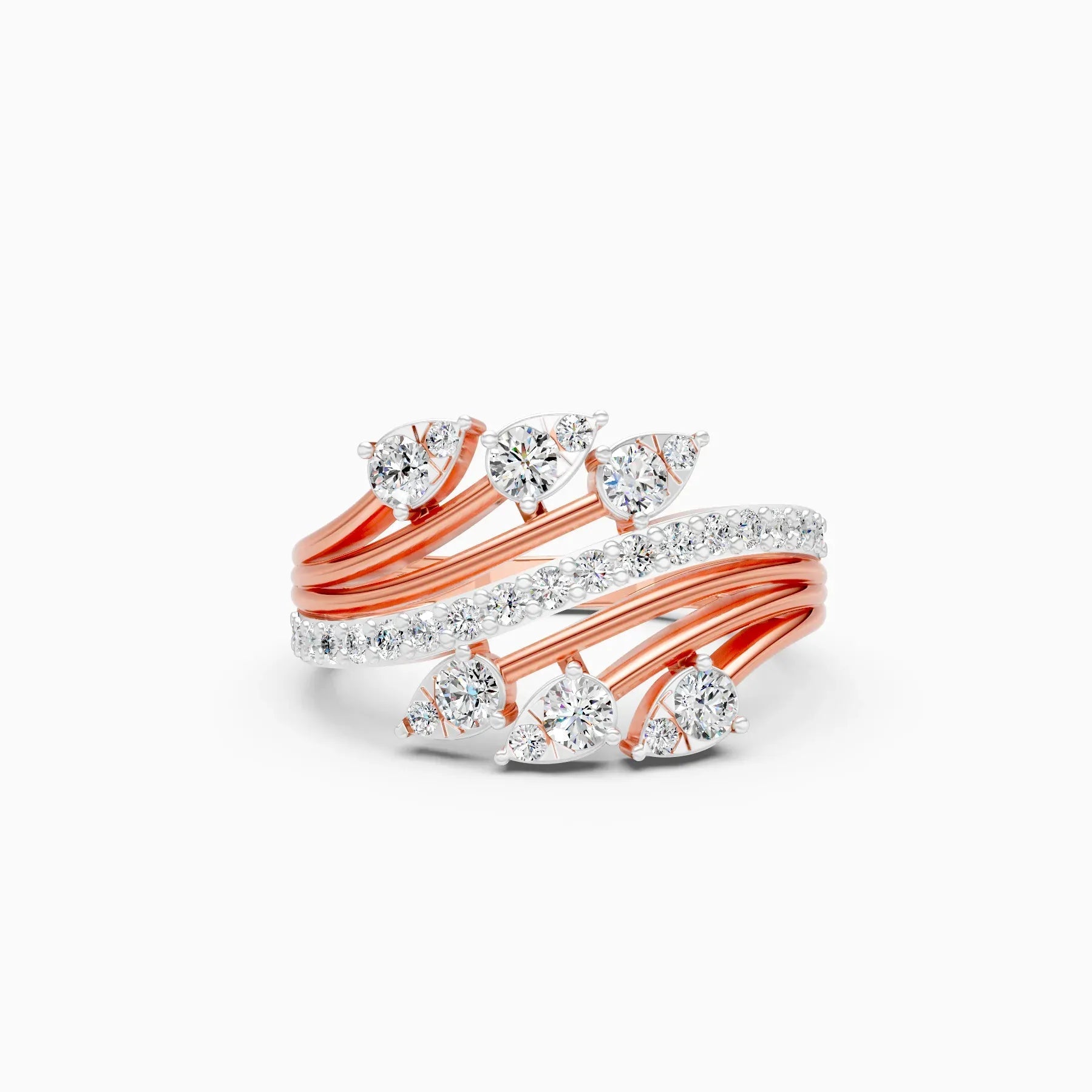 ��Flora | Round Lab Grown Diamond Leaf Design Ring�� Rings VD_AYN��- Lab Grown Diamonds Jewellery