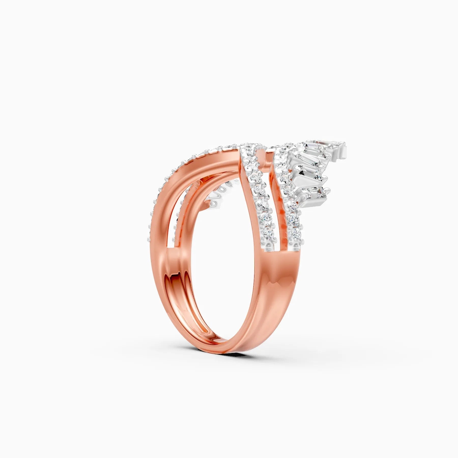 ��Raya | Round & Baguette Crown Ring�� Rings VD_AYN��- Lab Grown Diamonds Jewellery