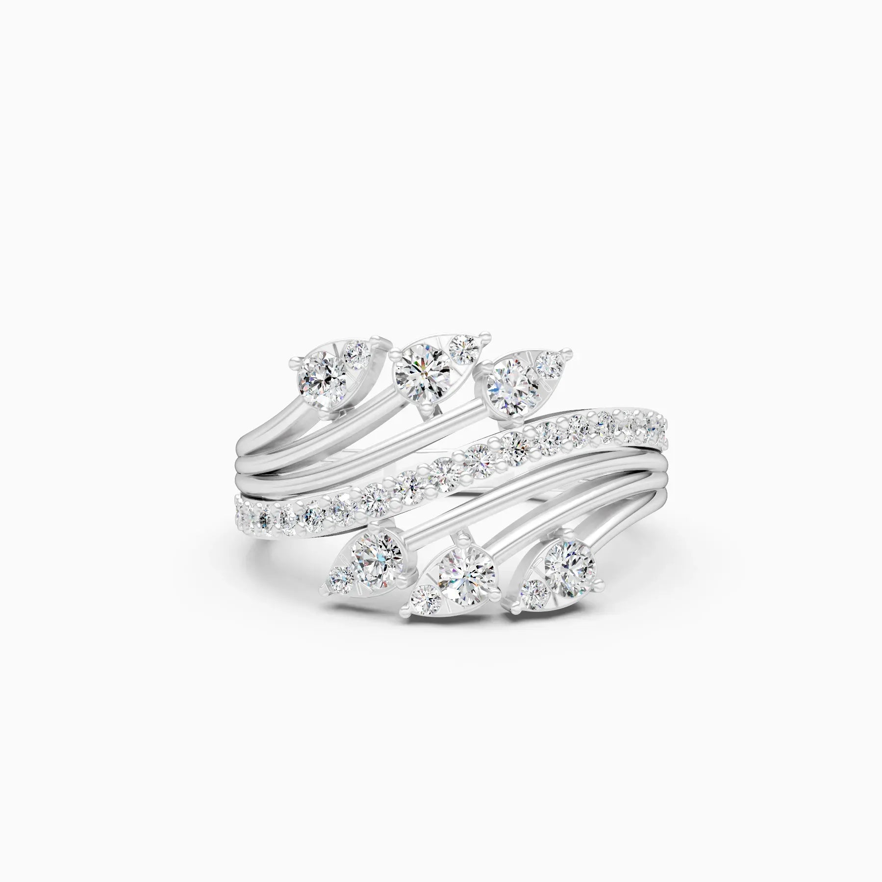 ��Flora | Round Lab Grown Diamond Leaf Design Ring�� Rings VD_AYN��- Lab Grown Diamonds Jewellery