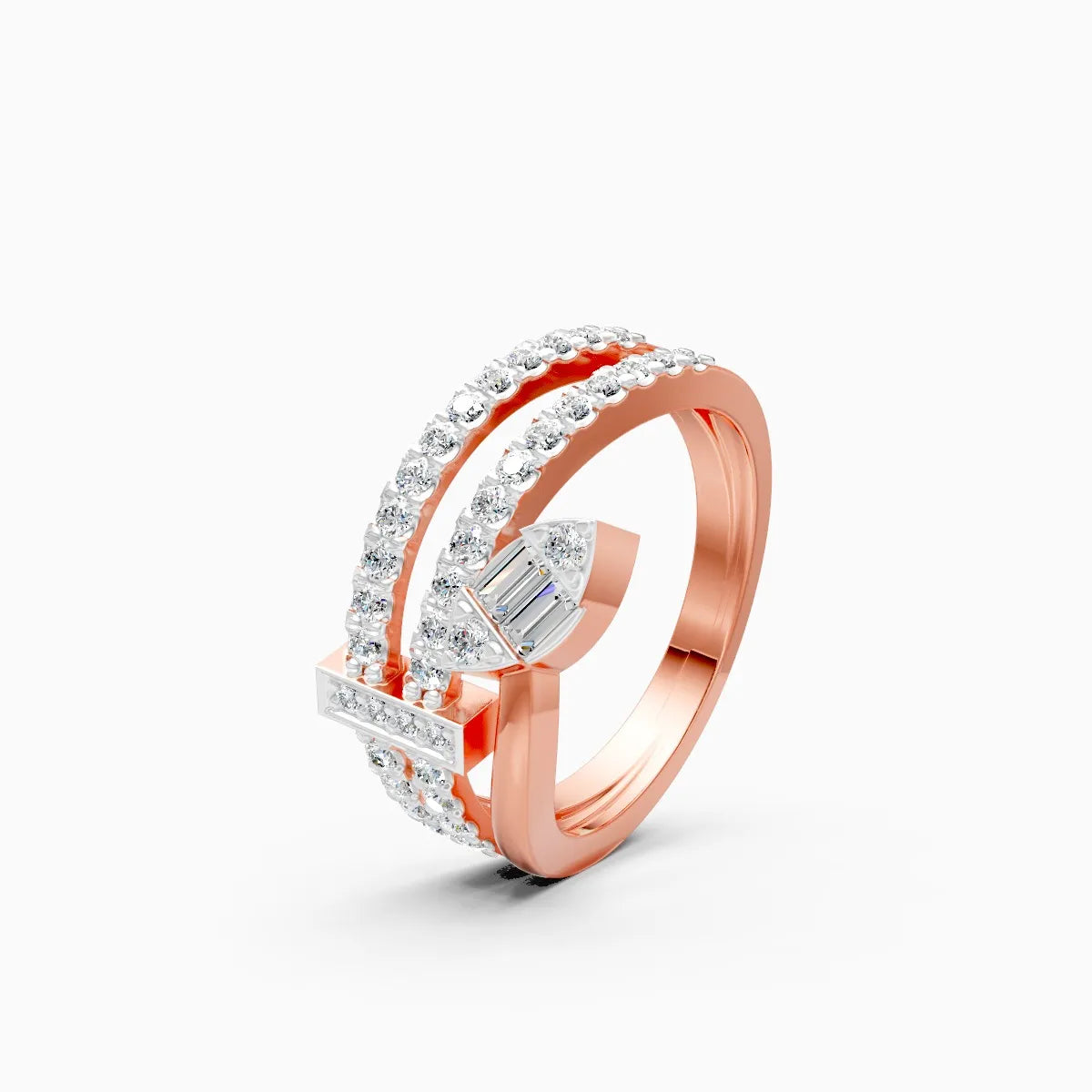 ��Laya | Round & Baguette Lab Grown Diamond Open Ring�� Rings VD_AYN��- Lab Grown Diamonds Jewellery