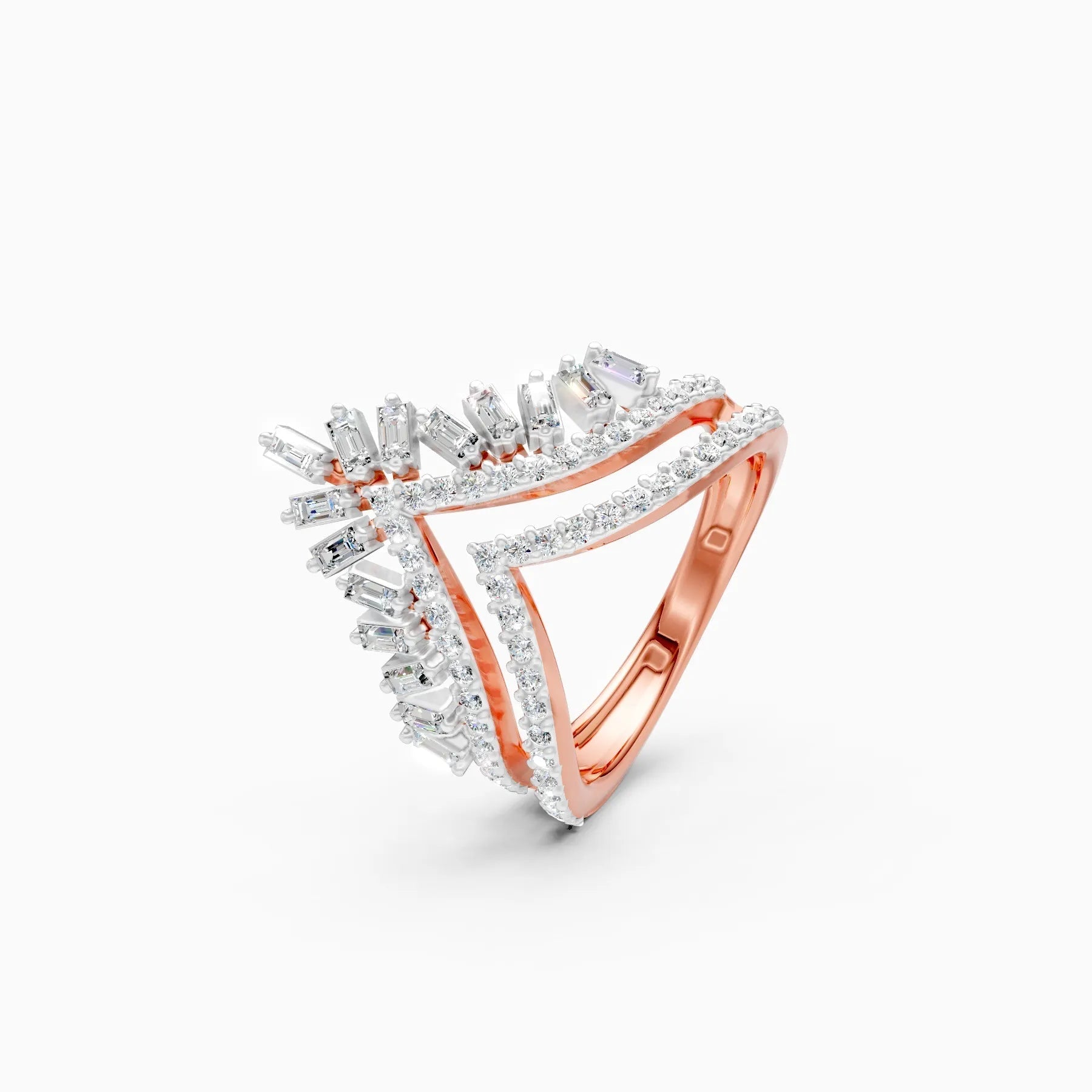 ��Raya | Round & Baguette Crown Ring�� Rings VD_AYN��- Lab Grown Diamonds Jewellery