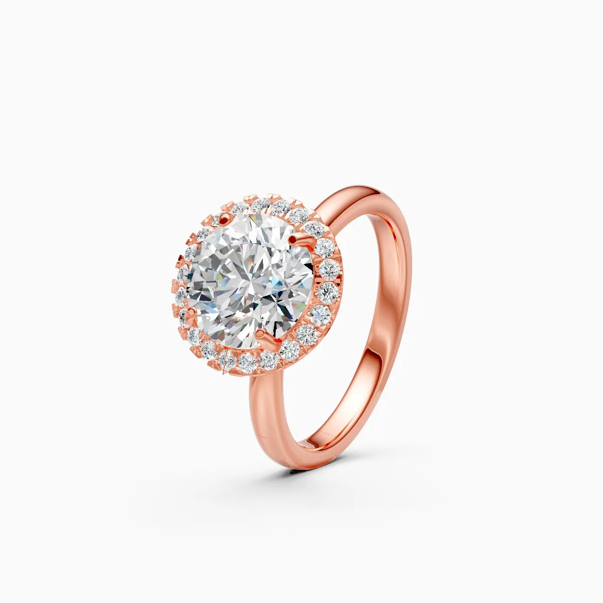 ��Sol | Round Solitaire Lab Grown Diamond with Halo Ring�� Rings VD_AYN��- Lab Grown Diamonds Jewellery