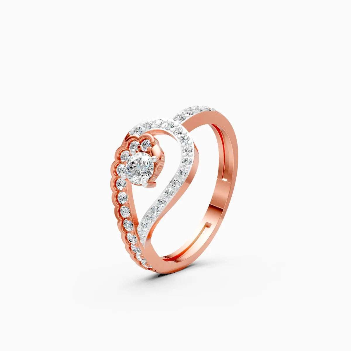 ��Mira | Two-Tone Round Lab Grown Diamond Halo Ring�� Rings VD_AYN��- Lab Grown Diamonds Jewellery