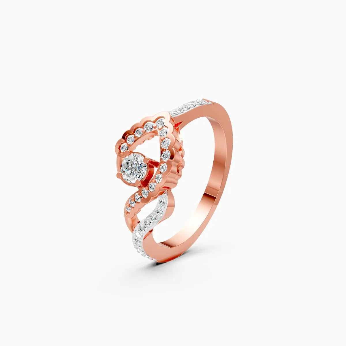 ��Foreva | Round Solitaire Lab Grown Diamond Wave Ring�� Rings VD_AYN��- Lab Grown Diamonds Jewellery