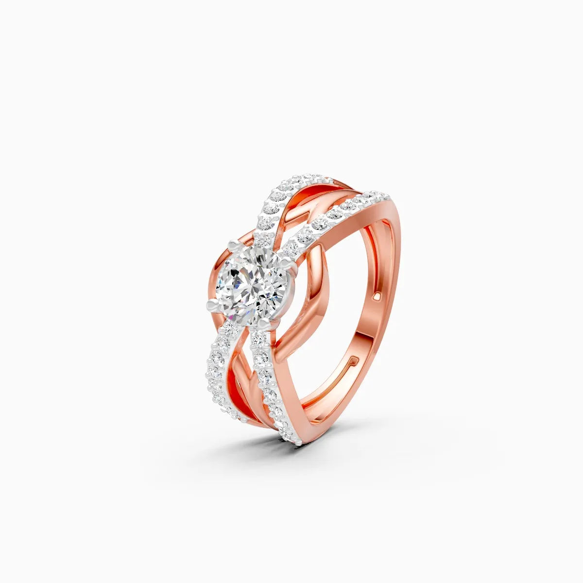 ��Foreva | Round Solitaire Criss-Cross Ring�� Rings VD_AYN��- Lab Grown Diamonds Jewellery