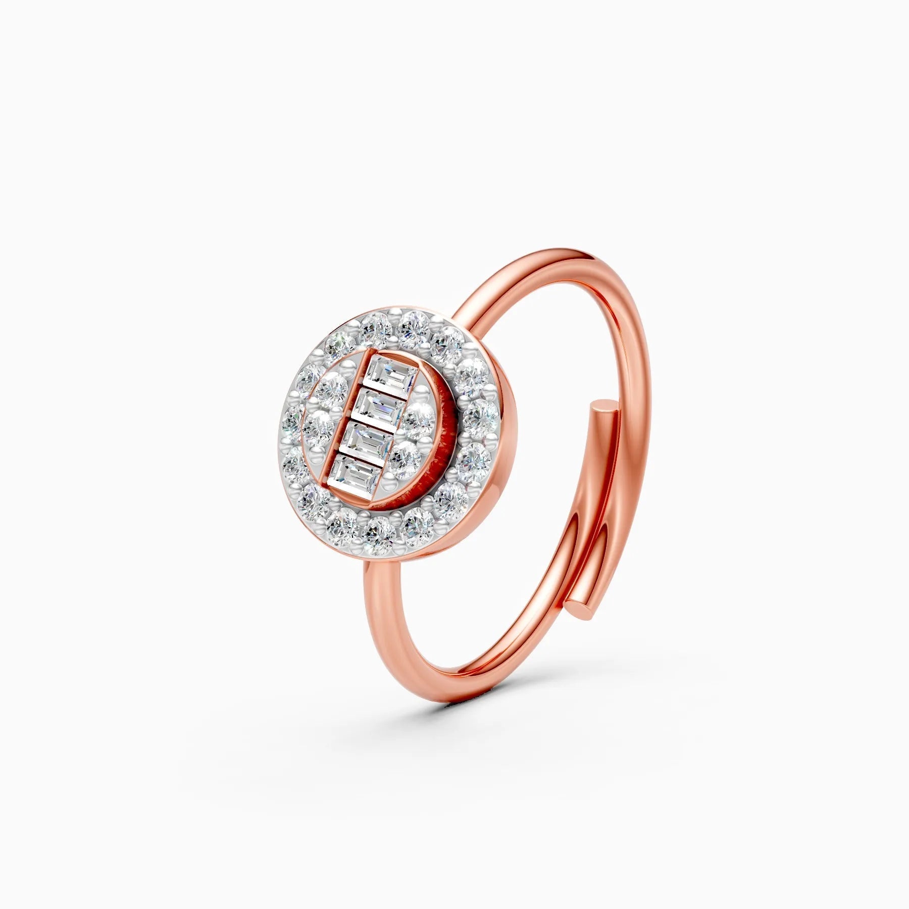 ��Sol | Round & Baguette Lab Grown Diamond Halo Ring�� Rings VD_AYN��- Lab Grown Diamonds Jewellery