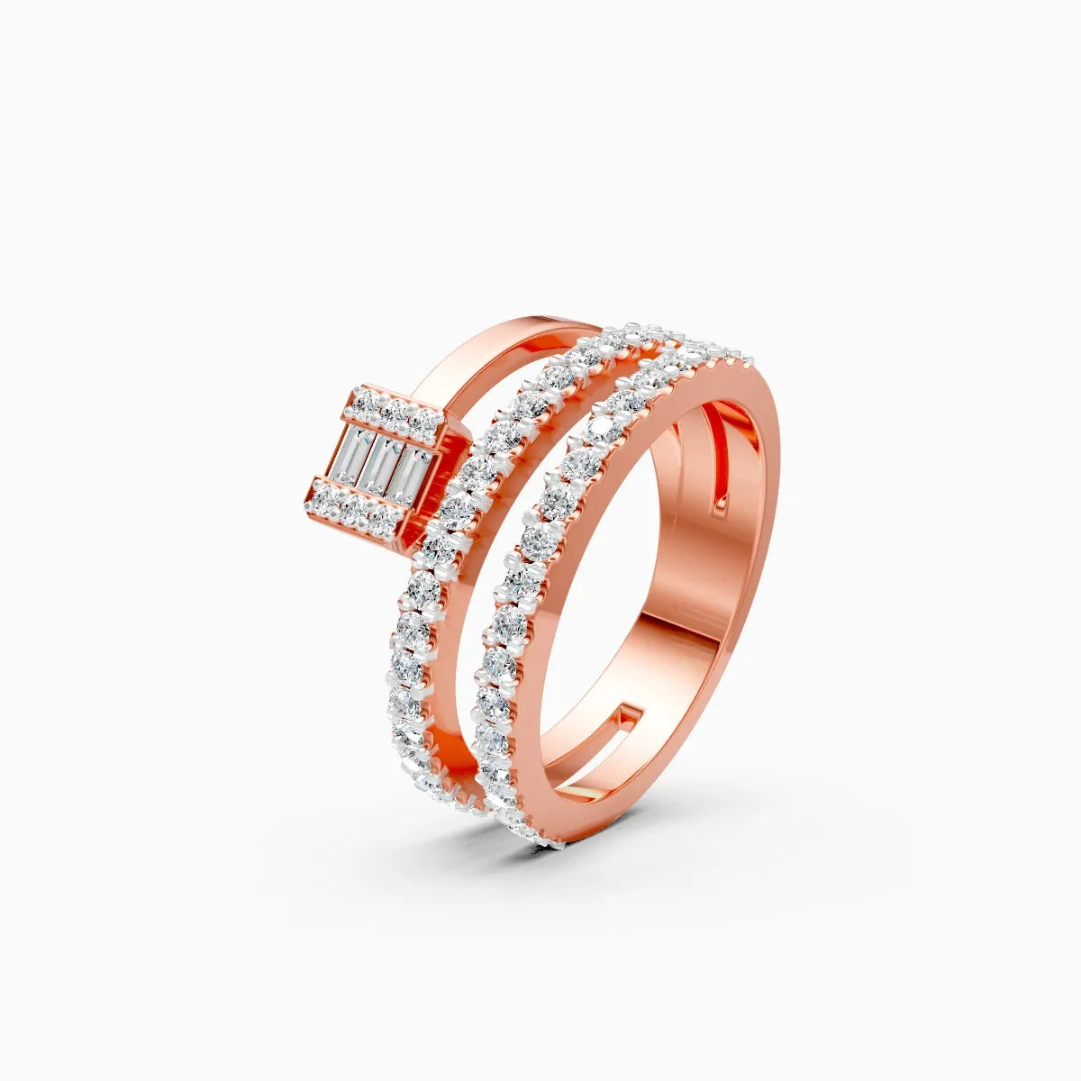 ��Laya | Round & Baguette Lab Grown Diamonds Split Band Ring�� Rings VD_AYN��- Lab Grown Diamonds Jewellery