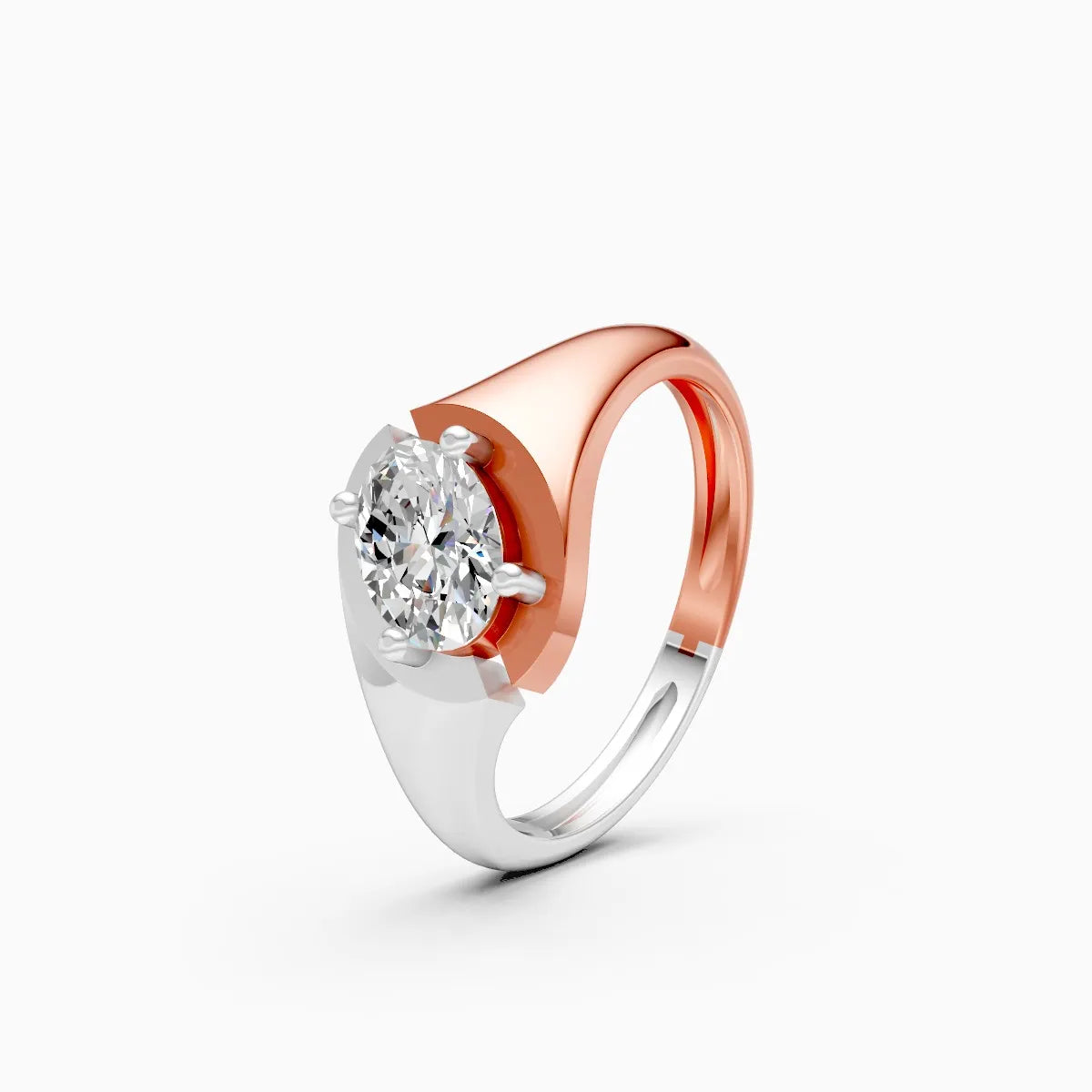 ��Amora | Two-Tone Oval Solitaire Bypass Ring�� Rings VD_AYN��- Lab Grown Diamonds Jewellery
