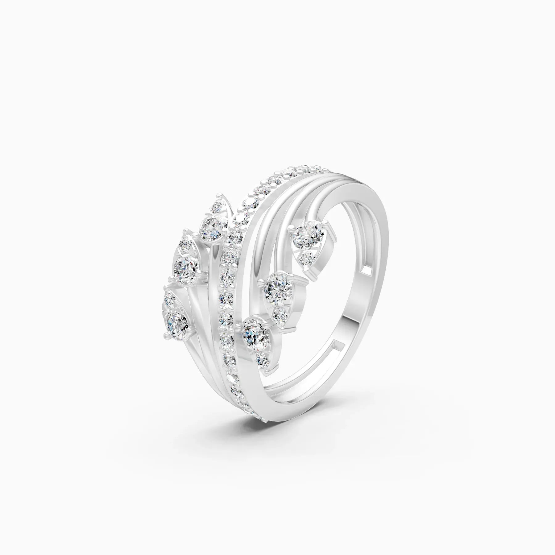 ��Flora | Round Lab Grown Diamond Leaf Design Ring�� Rings VD_AYN��- Lab Grown Diamonds Jewellery