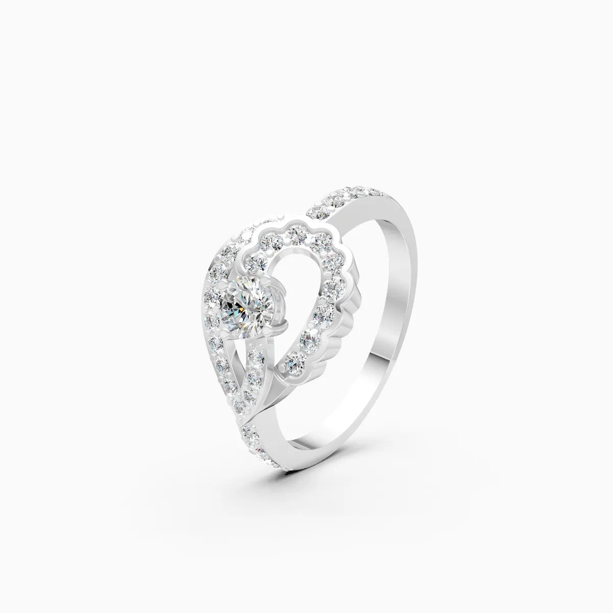 ��Mode | Round Diamond with Side Lab Grown Diamonds Twirl Ring�� Rings VD_AYN��- Lab Grown Diamonds Jewellery