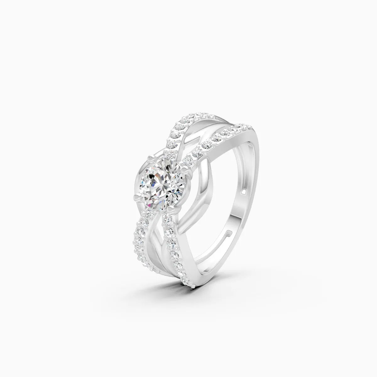 ��Foreva | Round Solitaire Criss-Cross Ring�� Rings VD_AYN��- Lab Grown Diamonds Jewellery