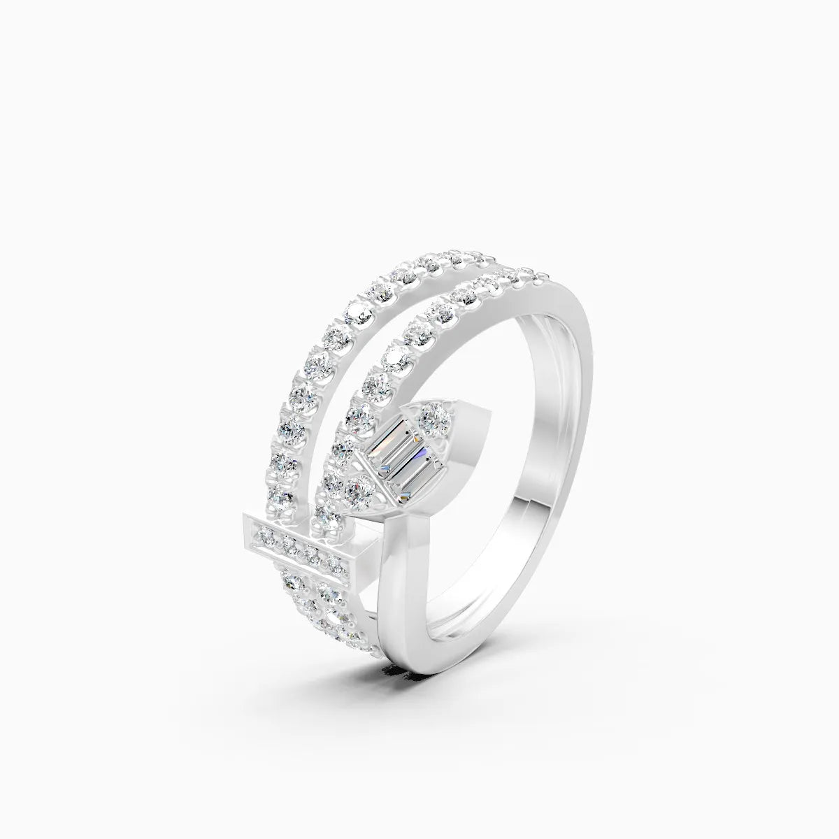 ��Laya | Round & Baguette Lab Grown Diamond Open Ring�� Rings VD_AYN��- Lab Grown Diamonds Jewellery
