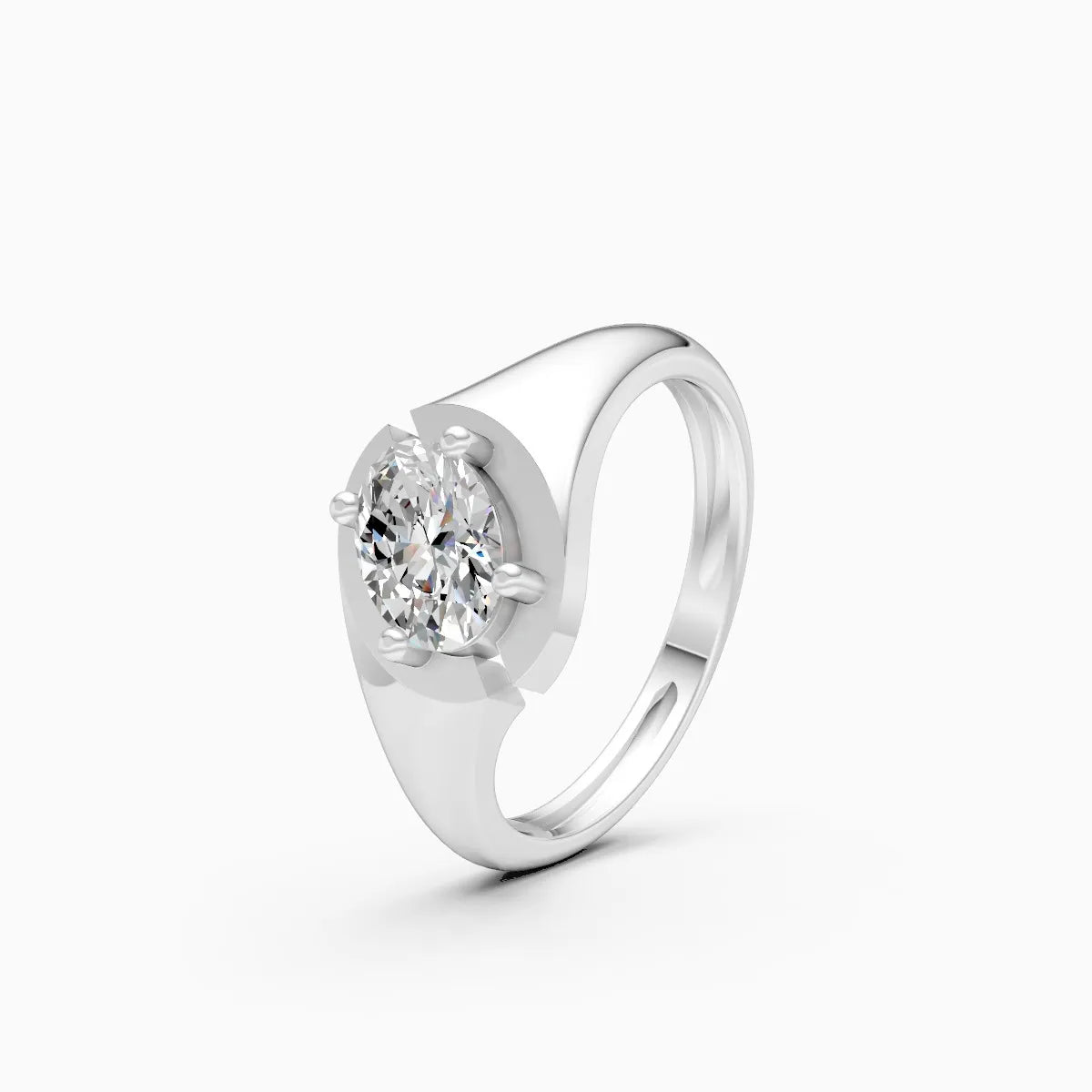 ��Amora | Two-Tone Oval Solitaire Bypass Ring�� Rings VD_AYN��- Lab Grown Diamonds Jewellery