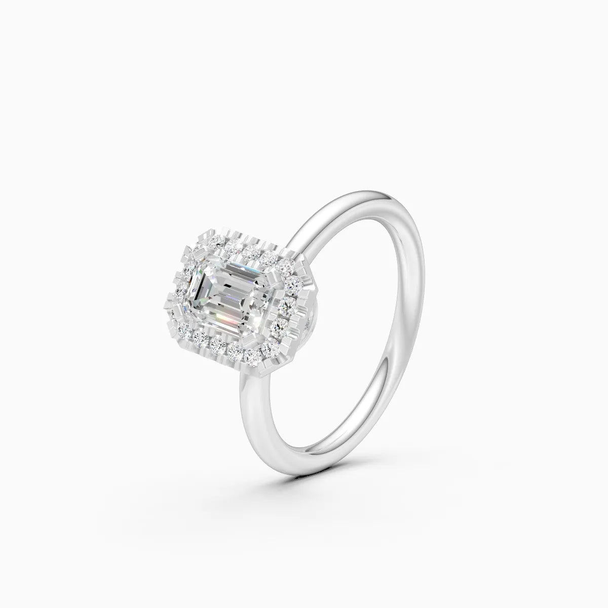 ��Mira | Emerald Solitaire with Round Lab Grown Diamonds Halo Ring�� Rings VD_AYN��- Lab Grown Diamonds Jewellery