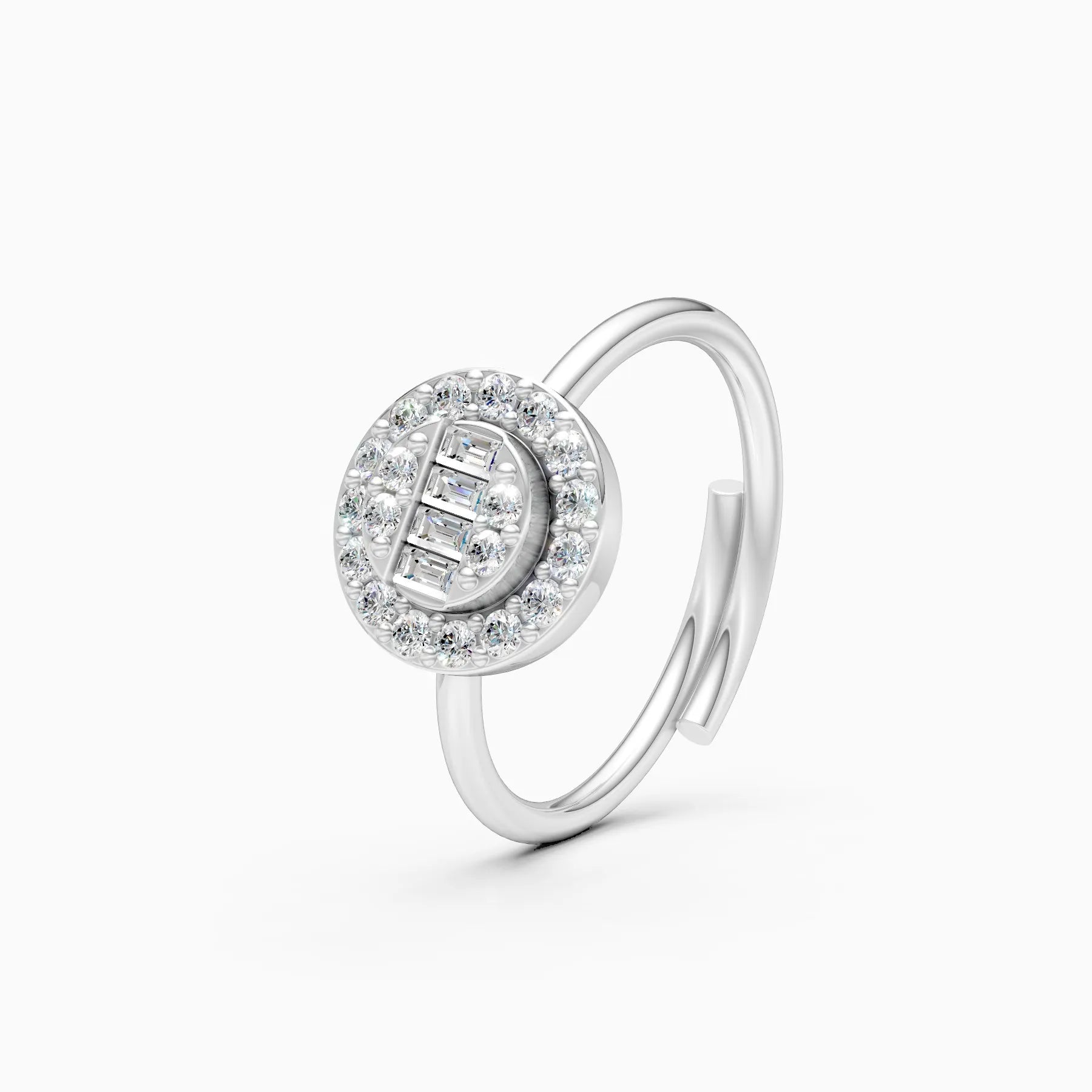 ��Sol | Round & Baguette Lab Grown Diamond Halo Ring�� Rings VD_AYN��- Lab Grown Diamonds Jewellery