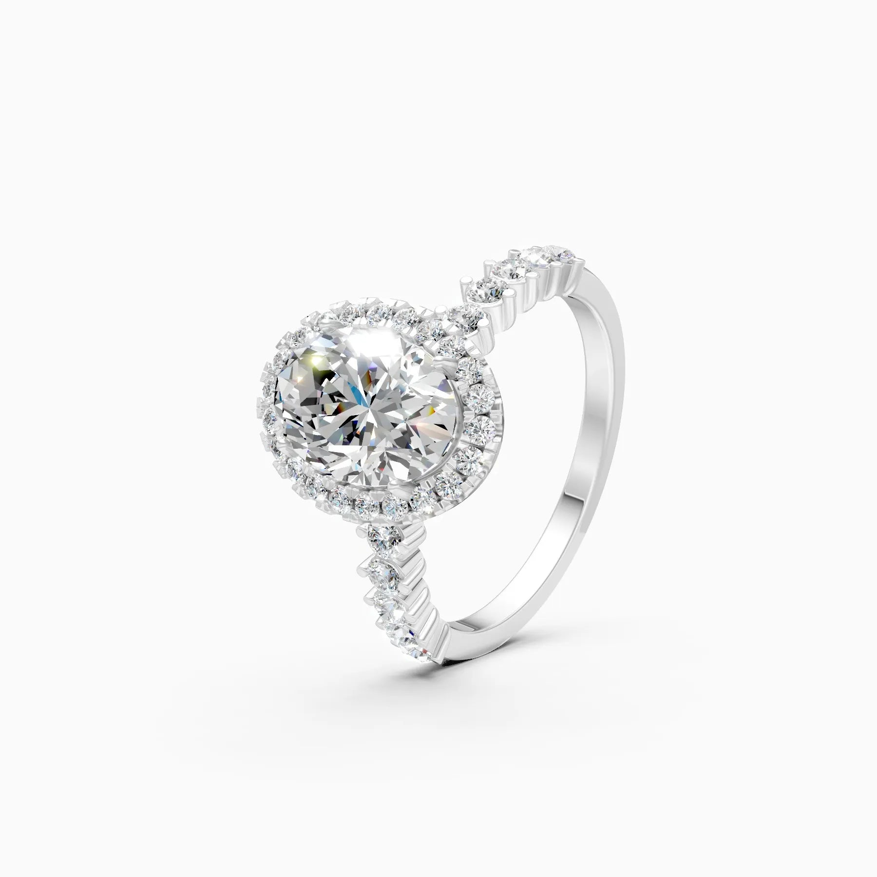 ��Mira | Oval Sollitaire with Halo and Pave Ring�� Rings VD_AYN��- Lab Grown Diamonds Jewellery