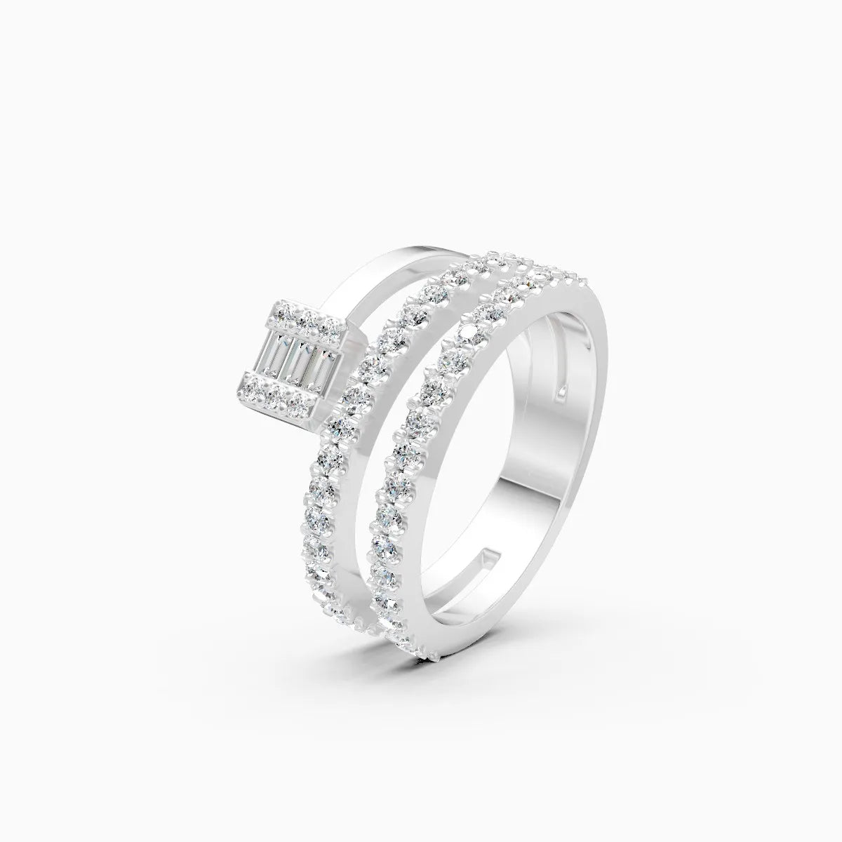 ��Laya | Round & Baguette Lab Grown Diamonds Split Band Ring�� Rings VD_AYN��- Lab Grown Diamonds Jewellery