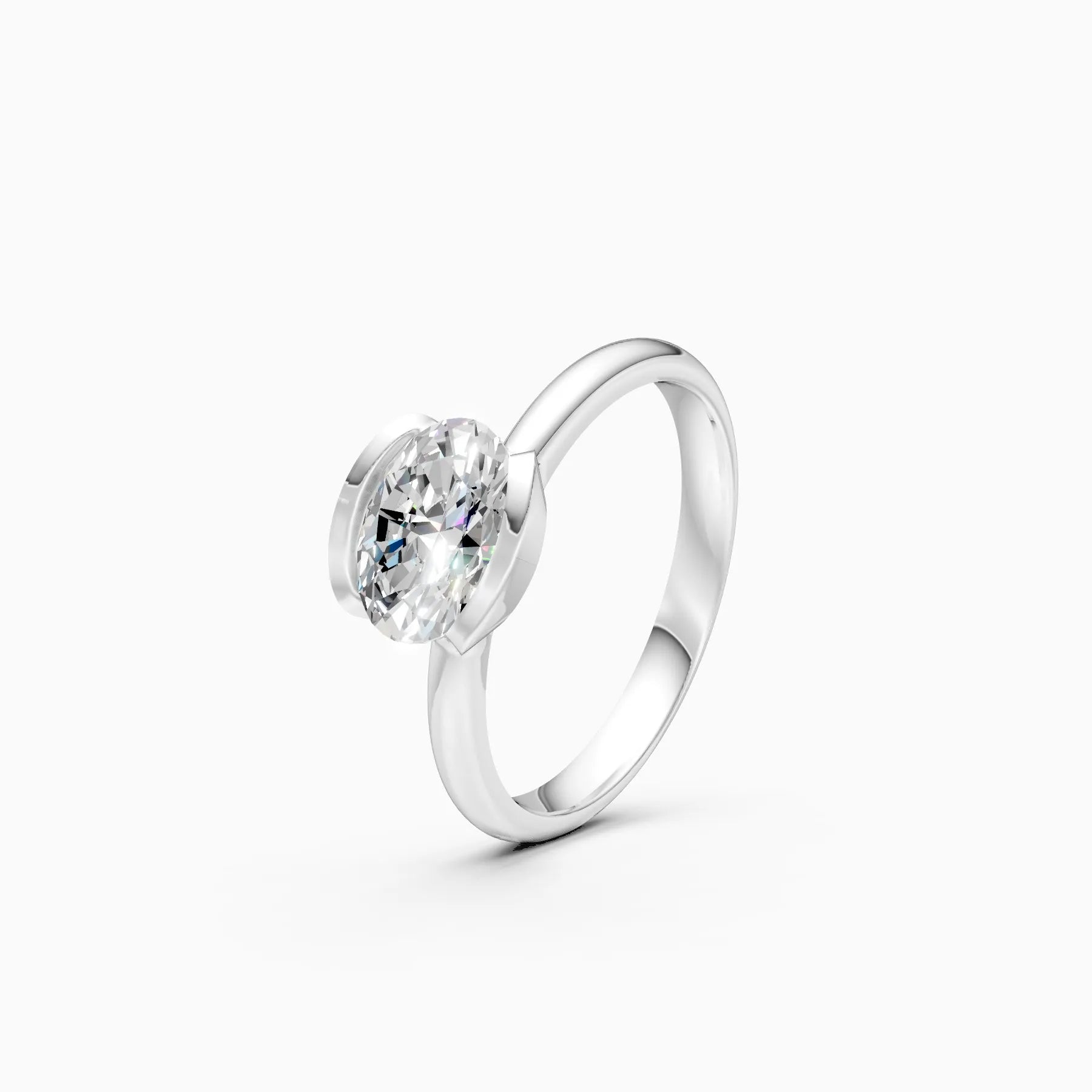 ��Amora | Oval Solitaire Half Bezel Ring�� Rings VD_AYN��- Lab Grown Diamonds Jewellery