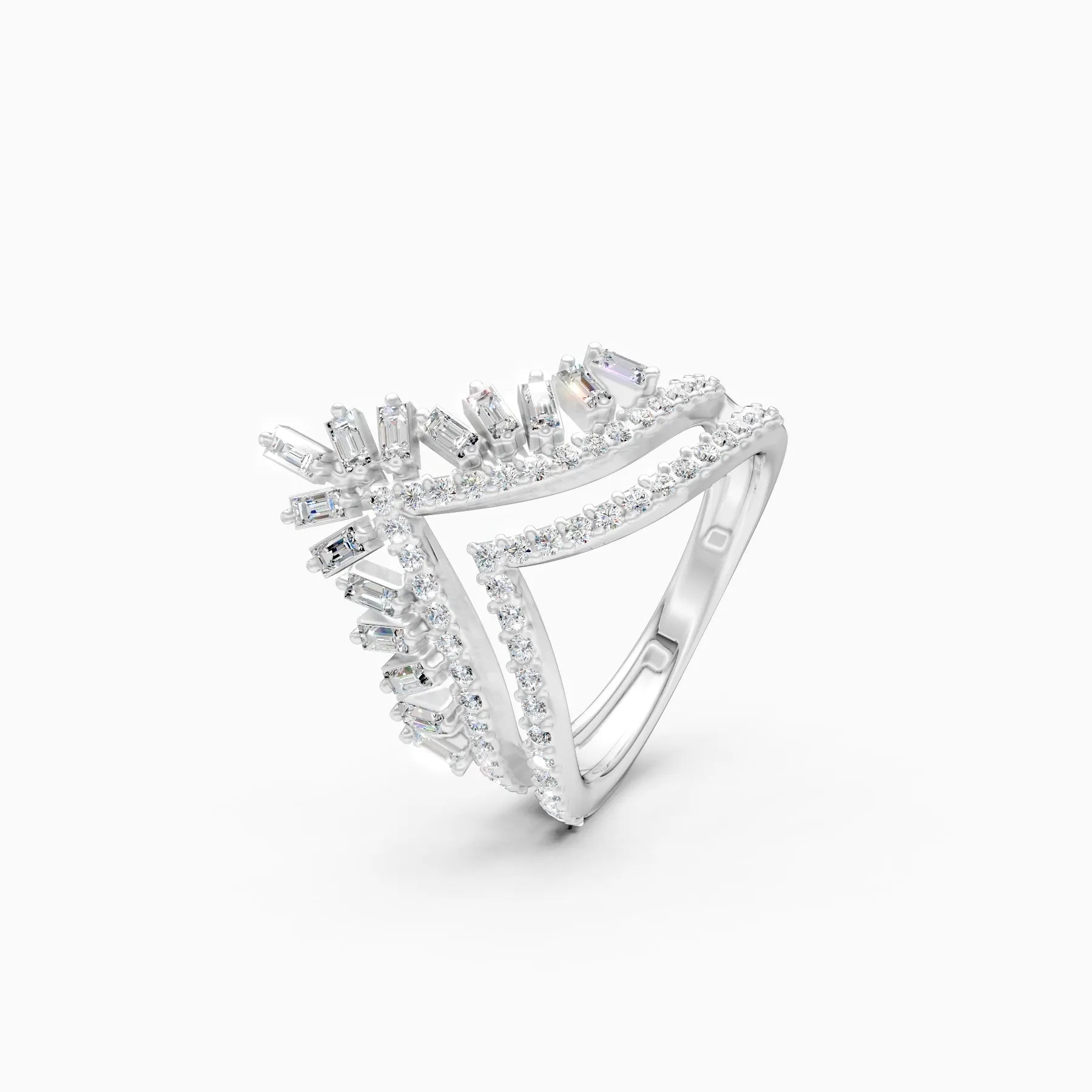 ��Raya | Round & Baguette Crown Ring�� Rings VD_AYN��- Lab Grown Diamonds Jewellery