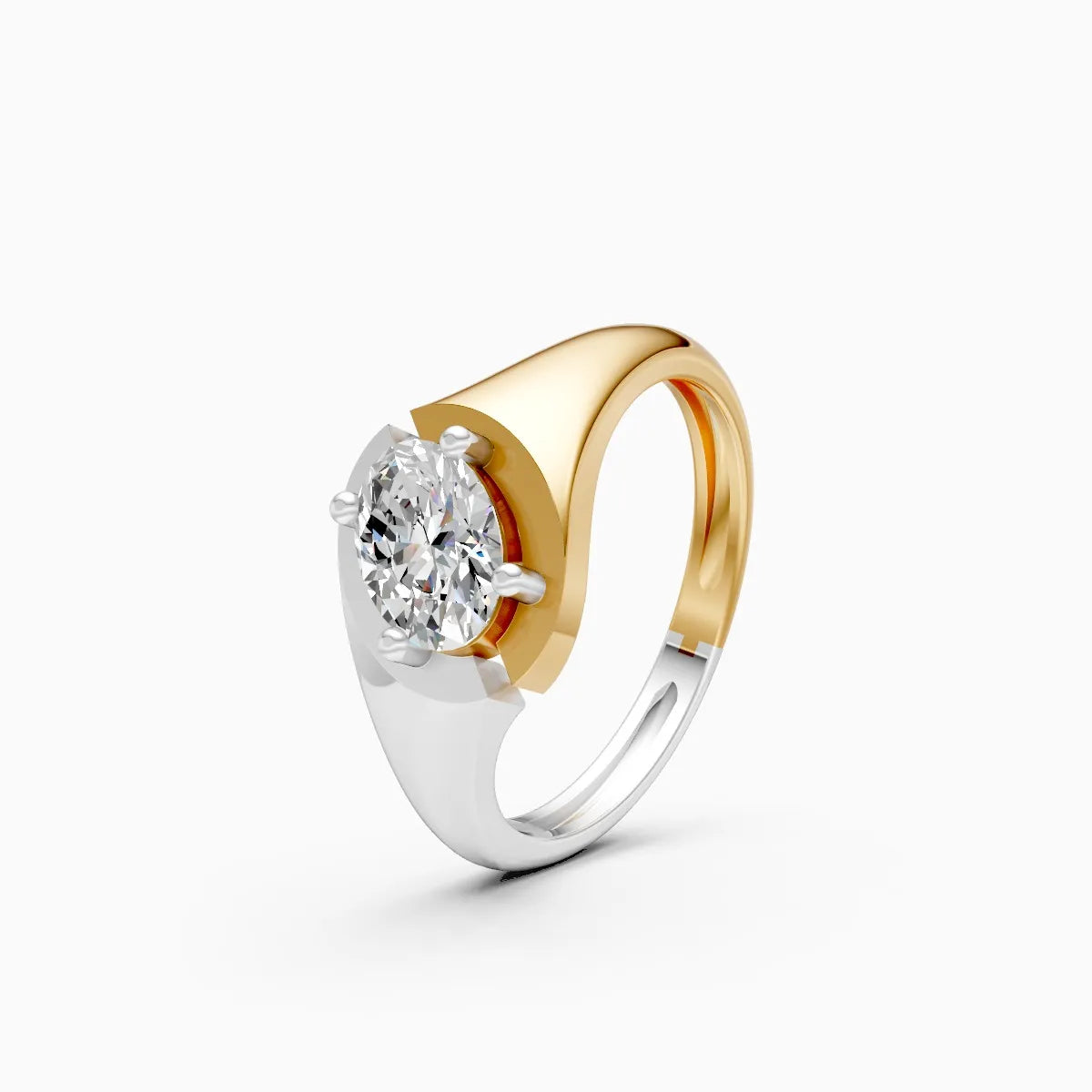 ��Amora | Two-Tone Oval Solitaire Bypass Ring�� Rings VD_AYN��- Lab Grown Diamonds Jewellery