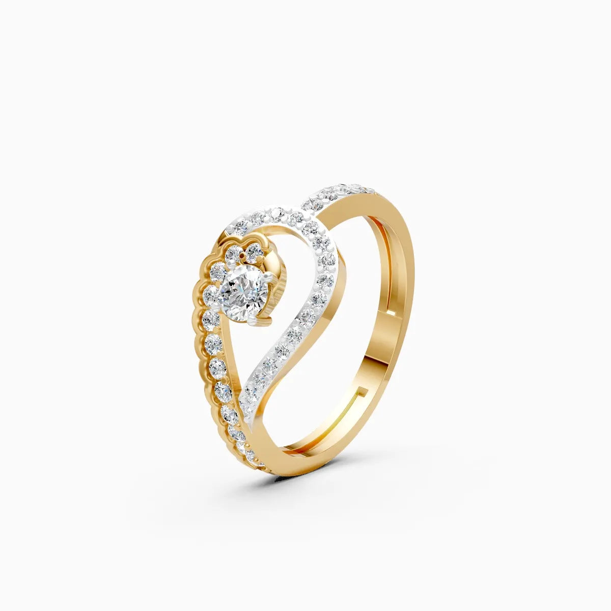��Mira | Two-Tone Round Lab Grown Diamond Halo Ring�� Rings VD_AYN��- Lab Grown Diamonds Jewellery