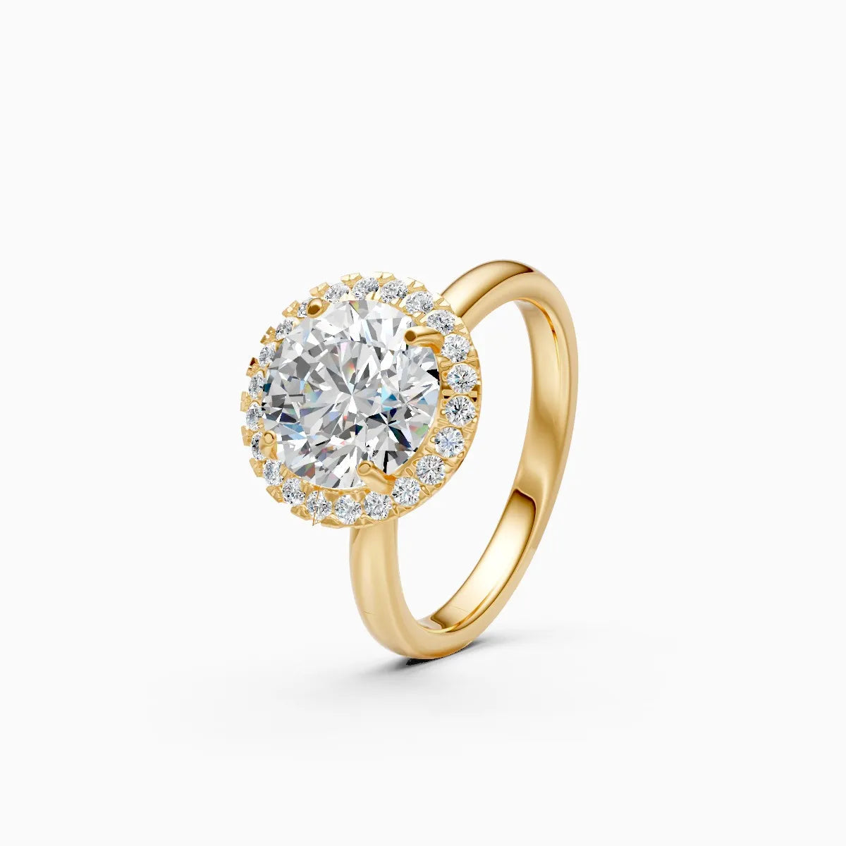 ��Sol | Round Solitaire Lab Grown Diamond with Halo Ring�� Rings VD_AYN��- Lab Grown Diamonds Jewellery