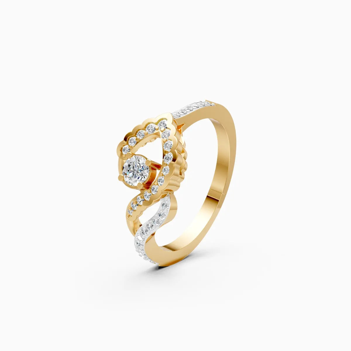 ��Foreva | Round Solitaire Lab Grown Diamond Wave Ring�� Rings VD_AYN��- Lab Grown Diamonds Jewellery