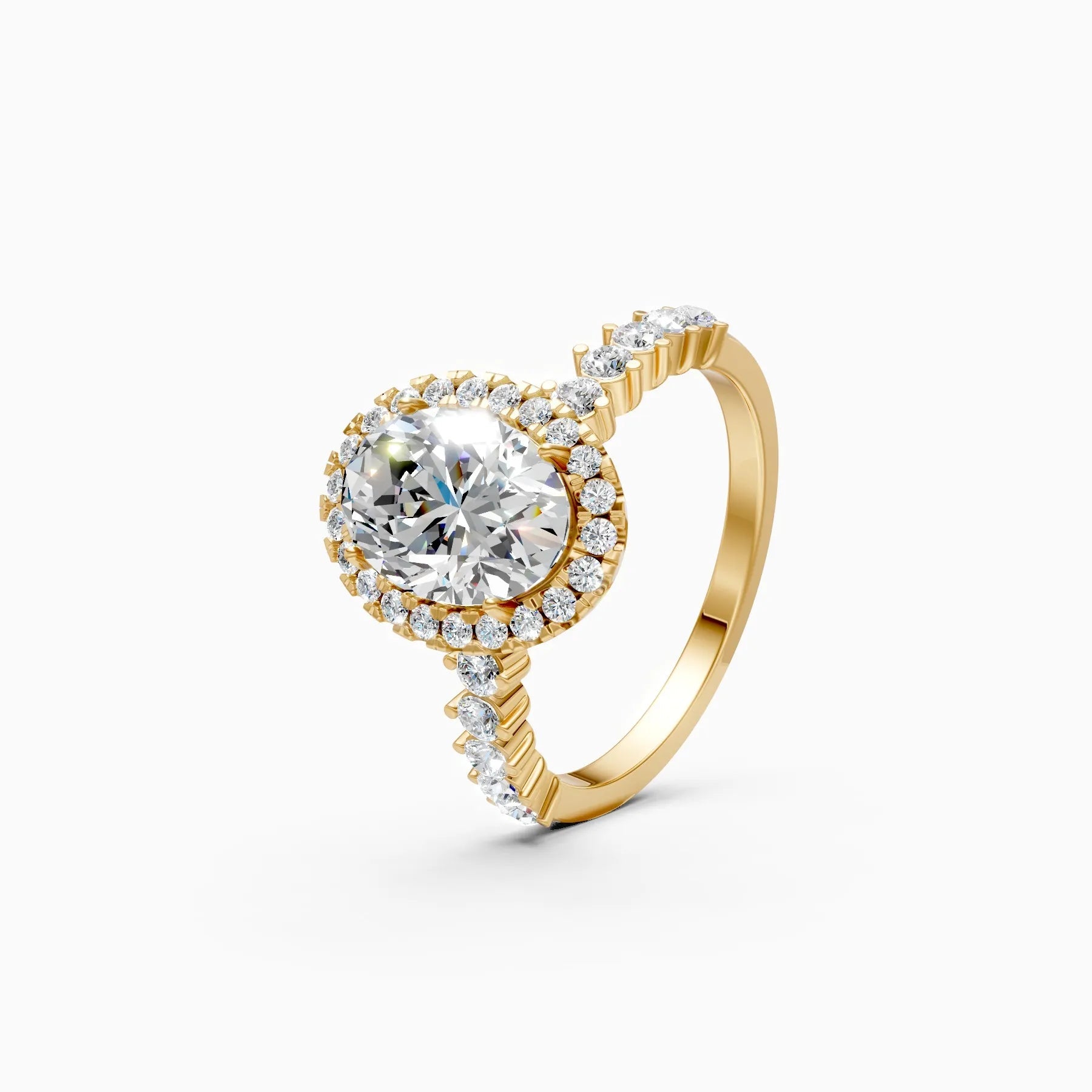 ��Mira | Oval Sollitaire with Halo and Pave Ring�� Rings VD_AYN��- Lab Grown Diamonds Jewellery