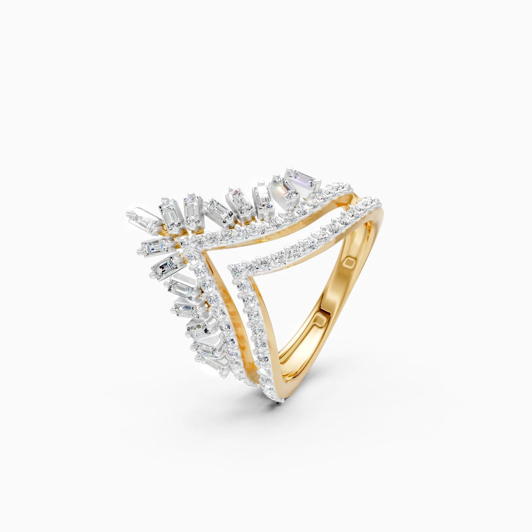 ��Raya | Round & Baguette Crown Ring�� Rings VD_AYN��- Lab Grown Diamonds Jewellery