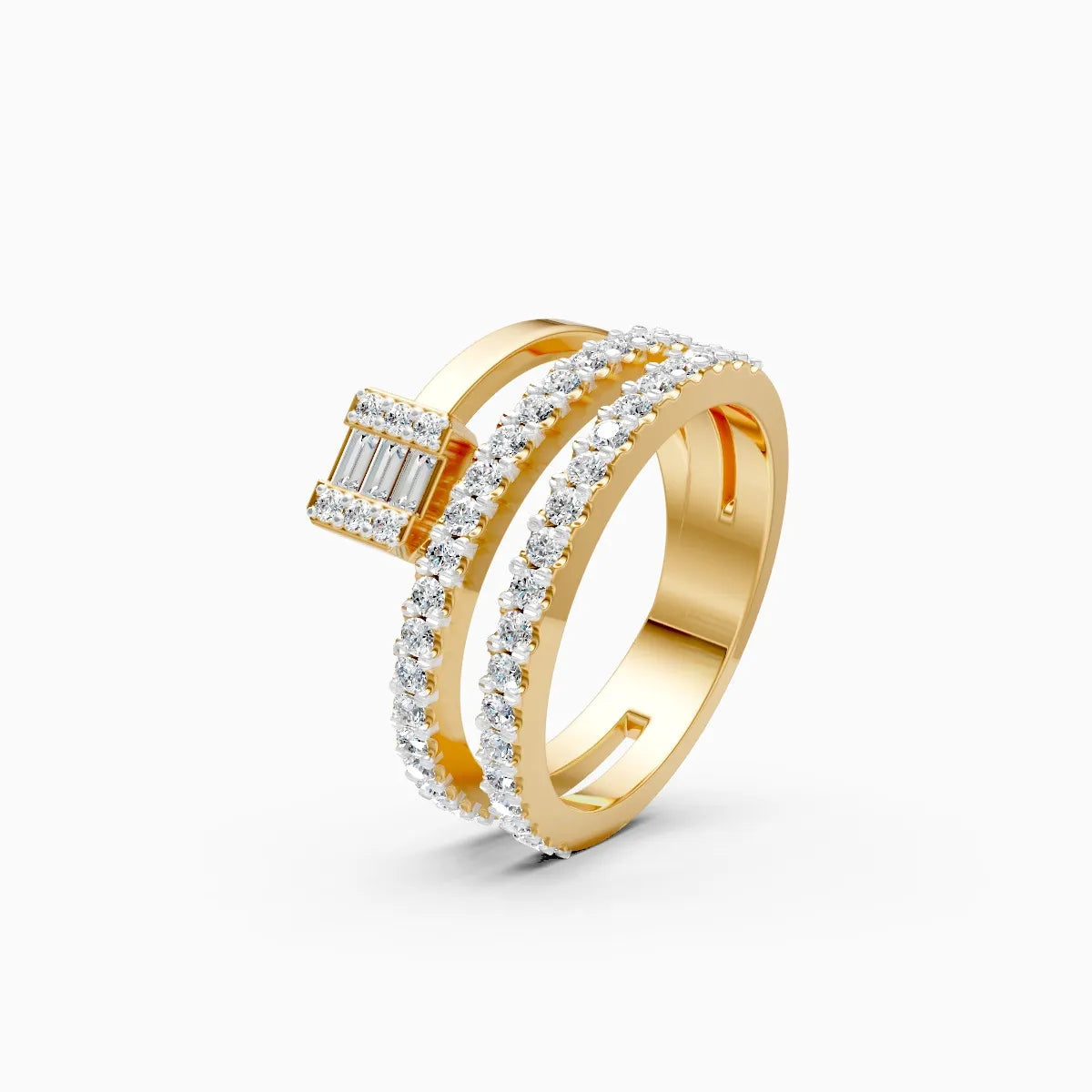 ��Laya | Round & Baguette Lab Grown Diamonds Split Band Ring�� Rings VD_AYN��- Lab Grown Diamonds Jewellery