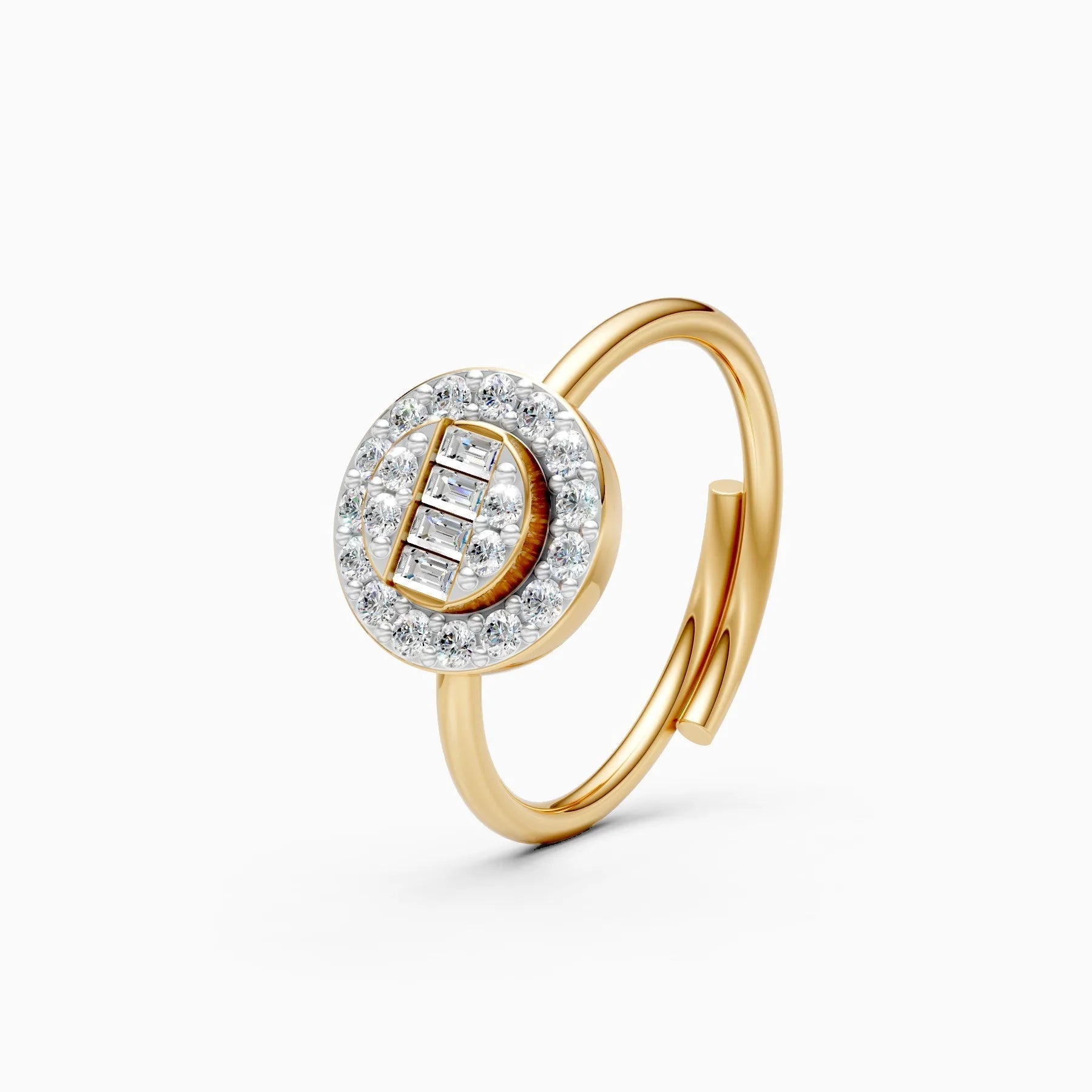 ��Sol | Round & Baguette Lab Grown Diamond Halo Ring�� Rings VD_AYN��- Lab Grown Diamonds Jewellery