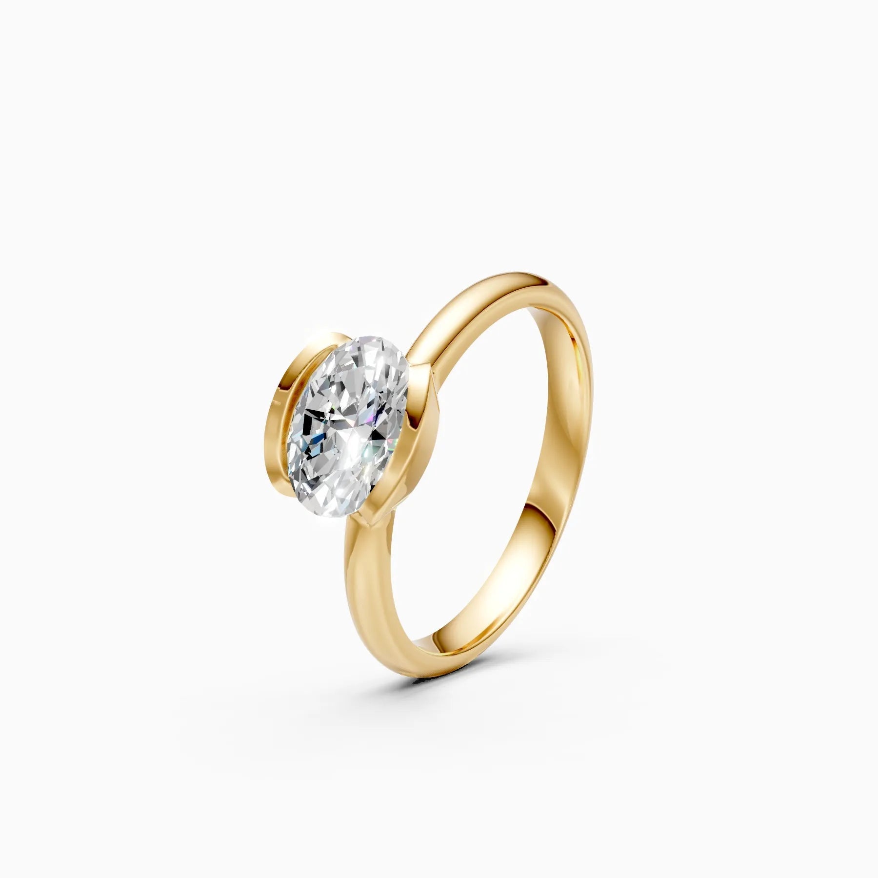 ��Amora | Oval Solitaire Half Bezel Ring�� Rings VD_AYN��- Lab Grown Diamonds Jewellery