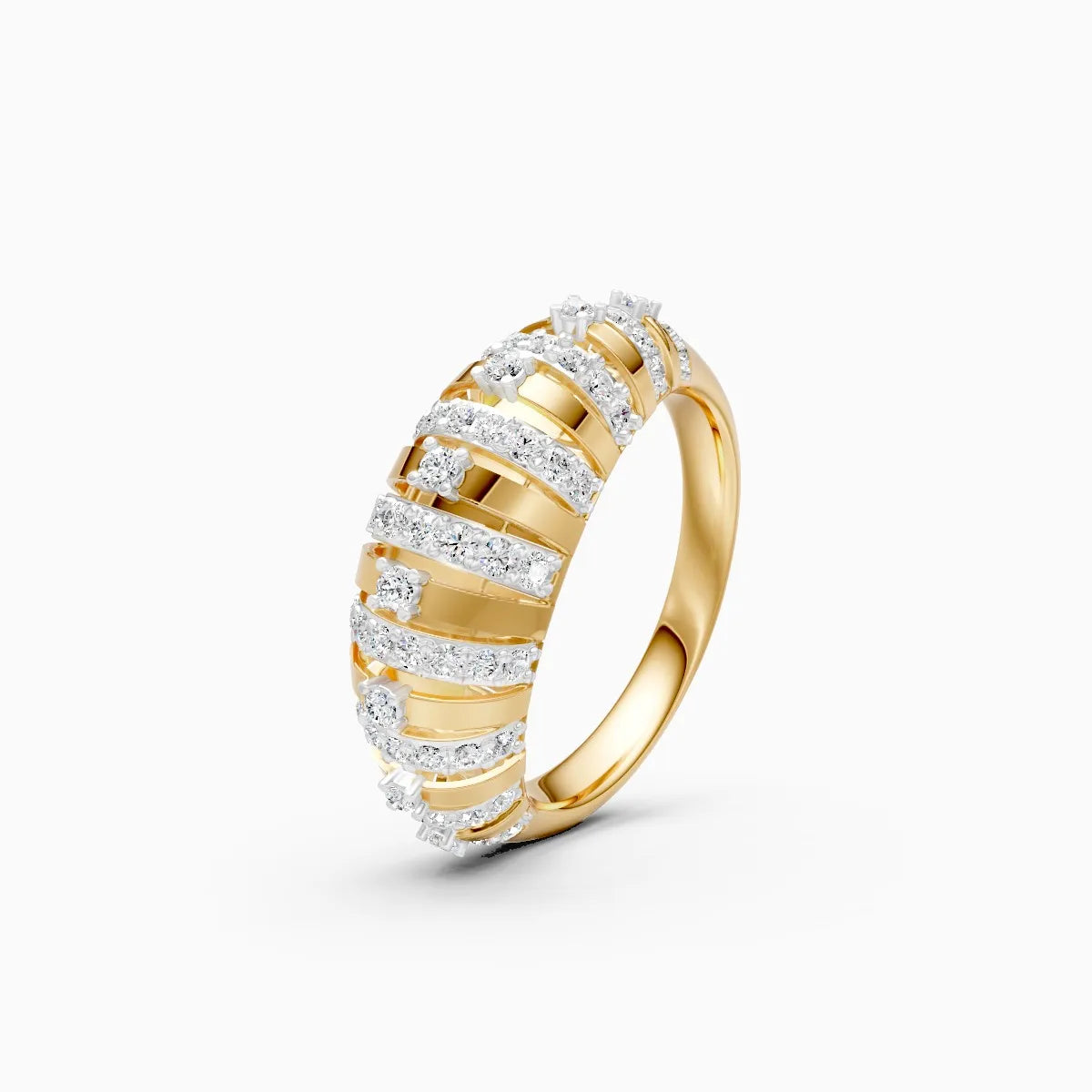 ��Mode | Striped Design Round Lab Grown Diamond Ring�� Rings VD_AYN��- Lab Grown Diamonds Jewellery